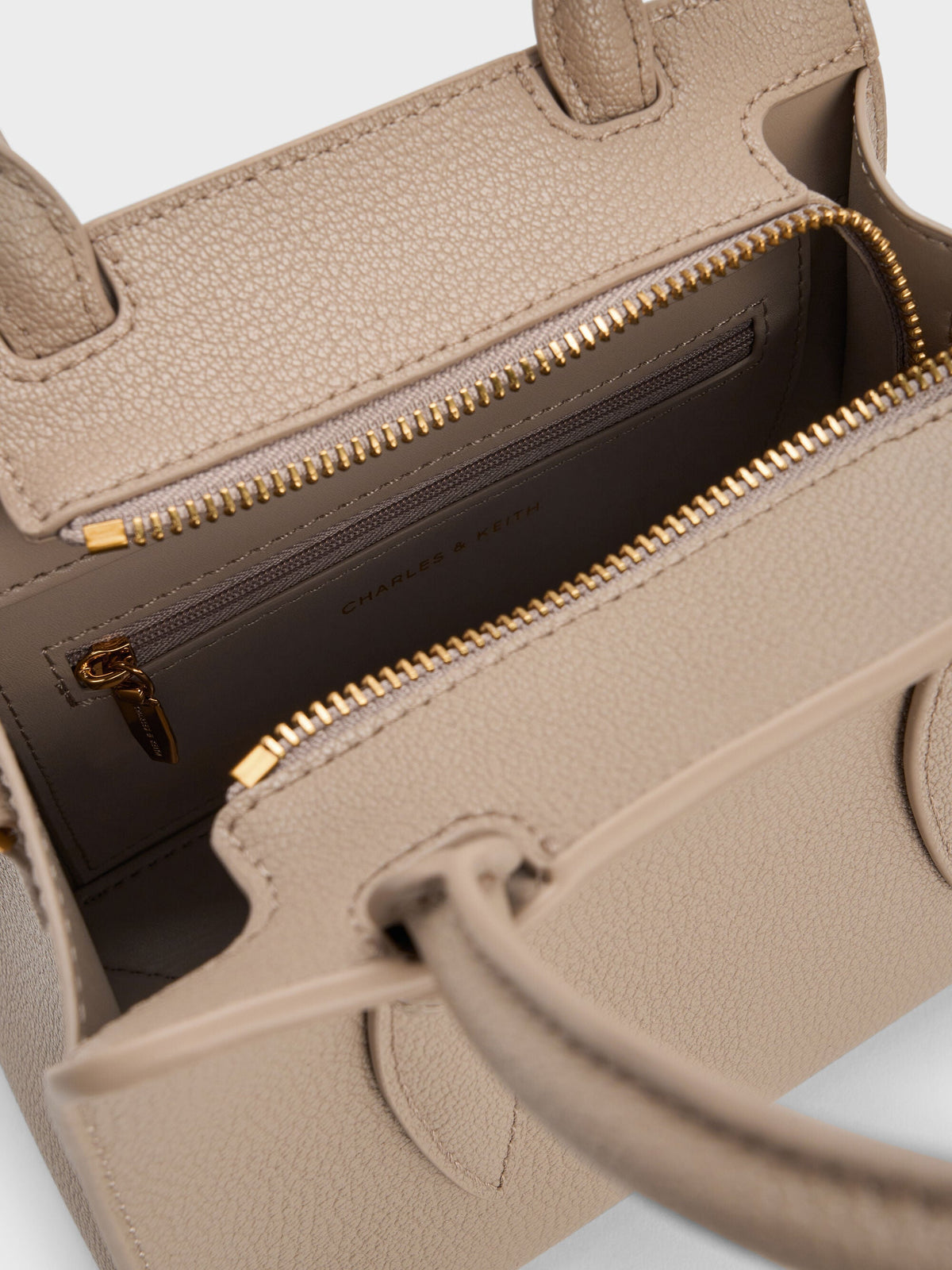 Allyn Structured Trapeze Tote Bag - Taupe | CHARLES & KEITH