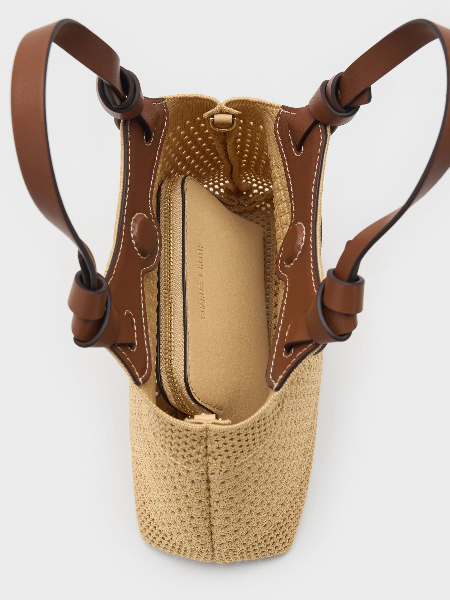 Mini Ida Knitted Tote Bag - Beige | CHARLES & KEITH