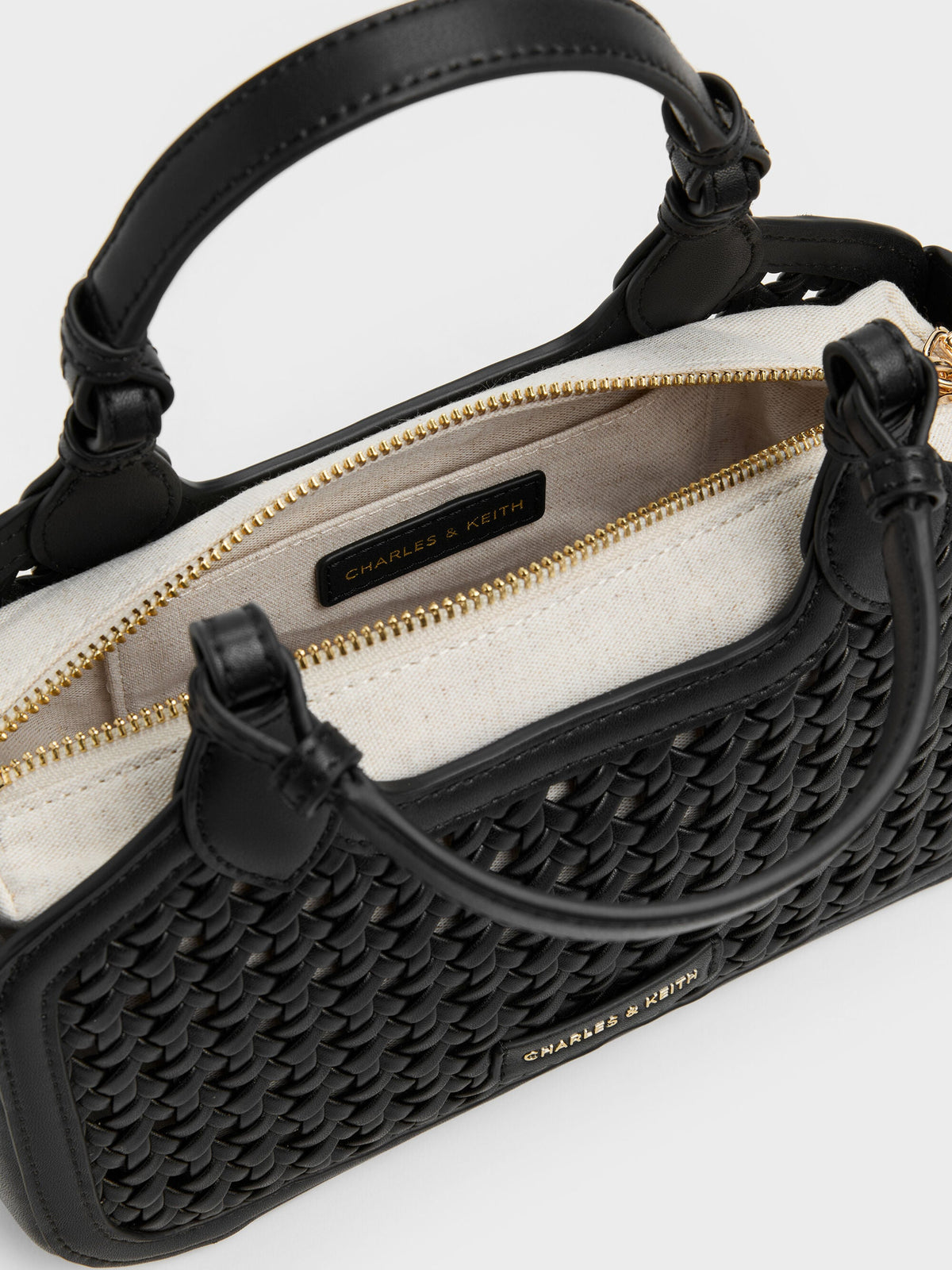 Mini Azure Woven Tote Bag - Black | CHARLES & KEITH