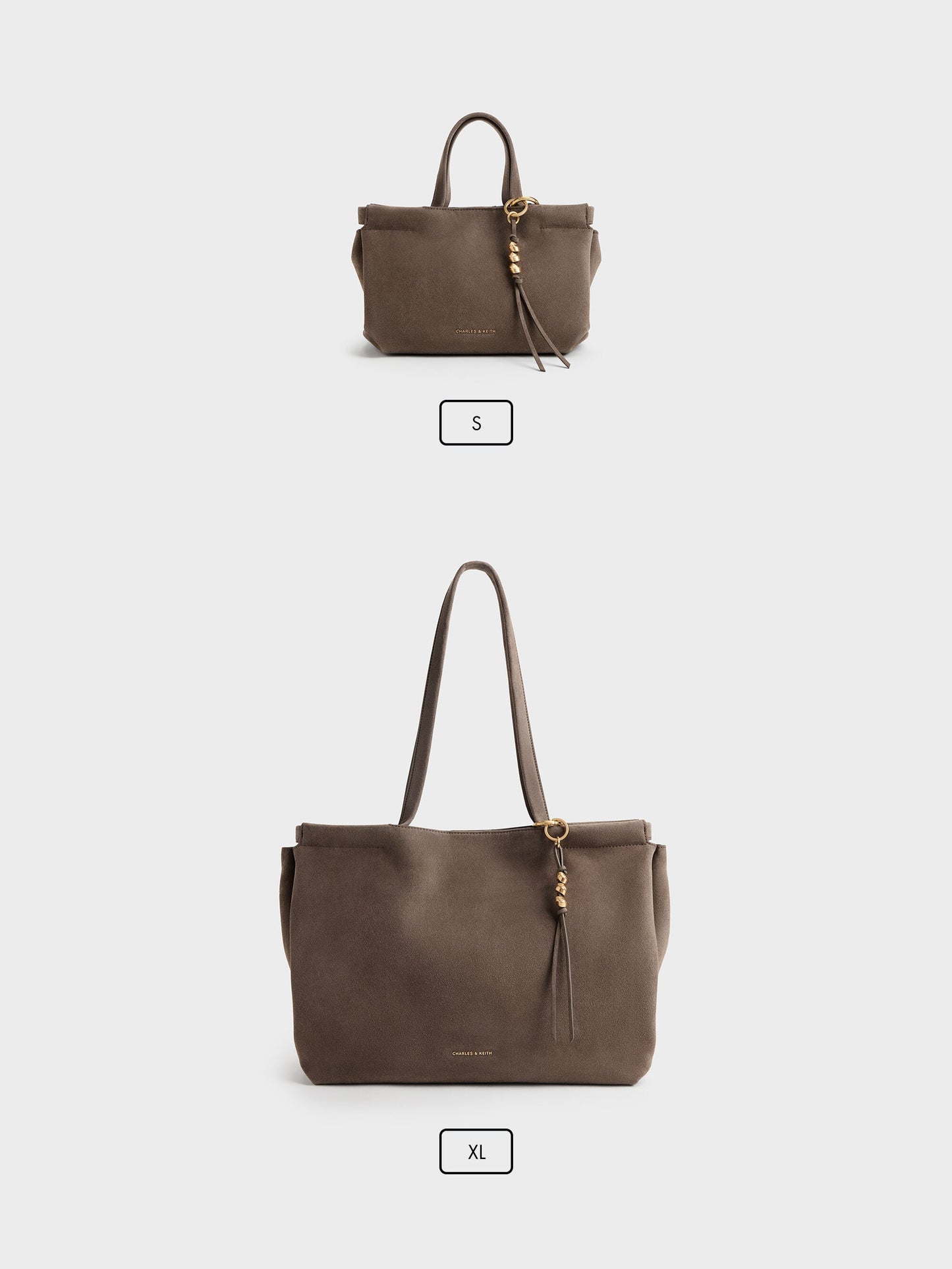 XL Zephyr Tassel Tote Bag - Stone Grey | CHARLES & KEITH