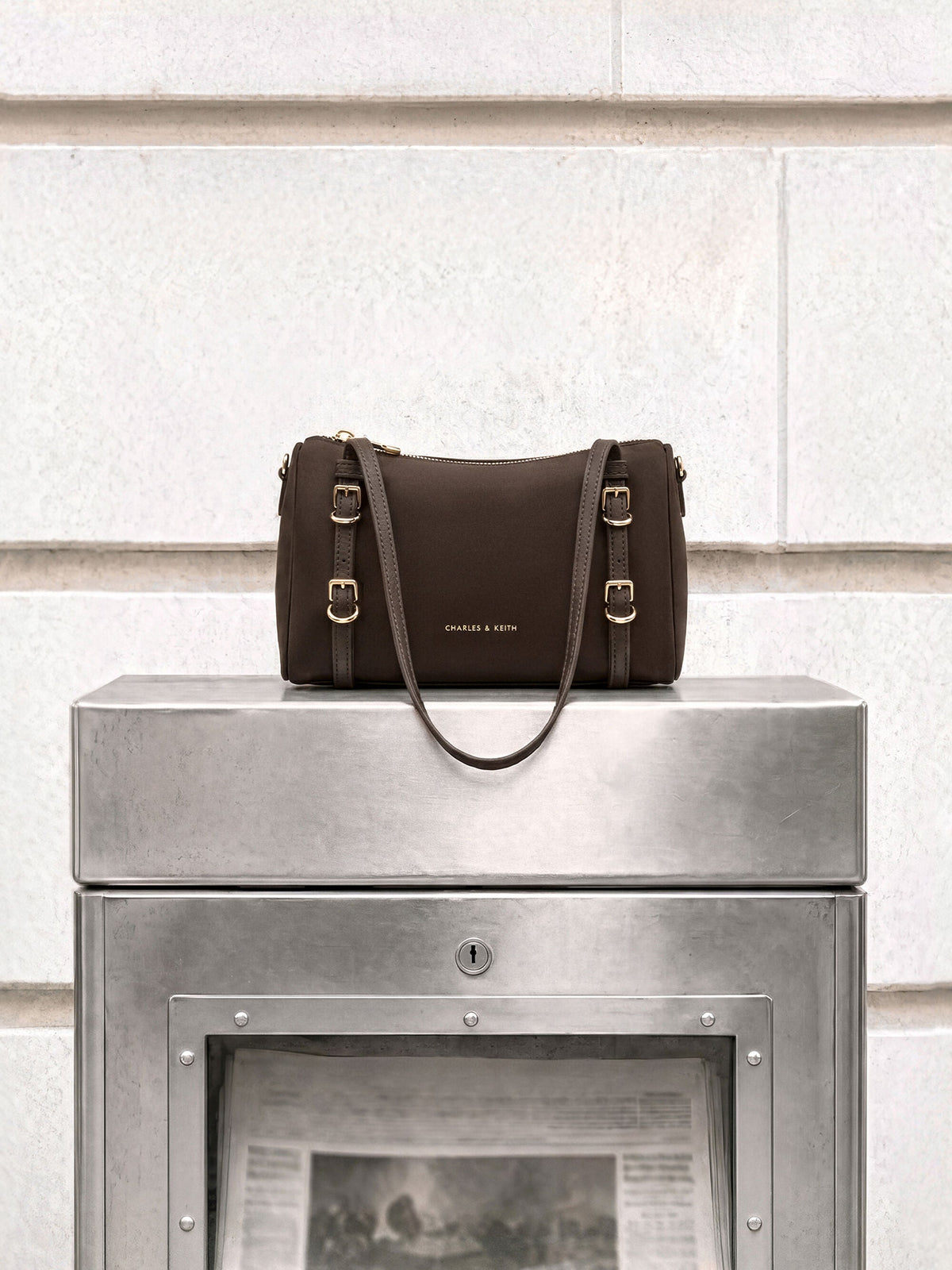 Mini Levy Nylon Shoulder Bag - Espresso Brown | CHARLES & KEITH