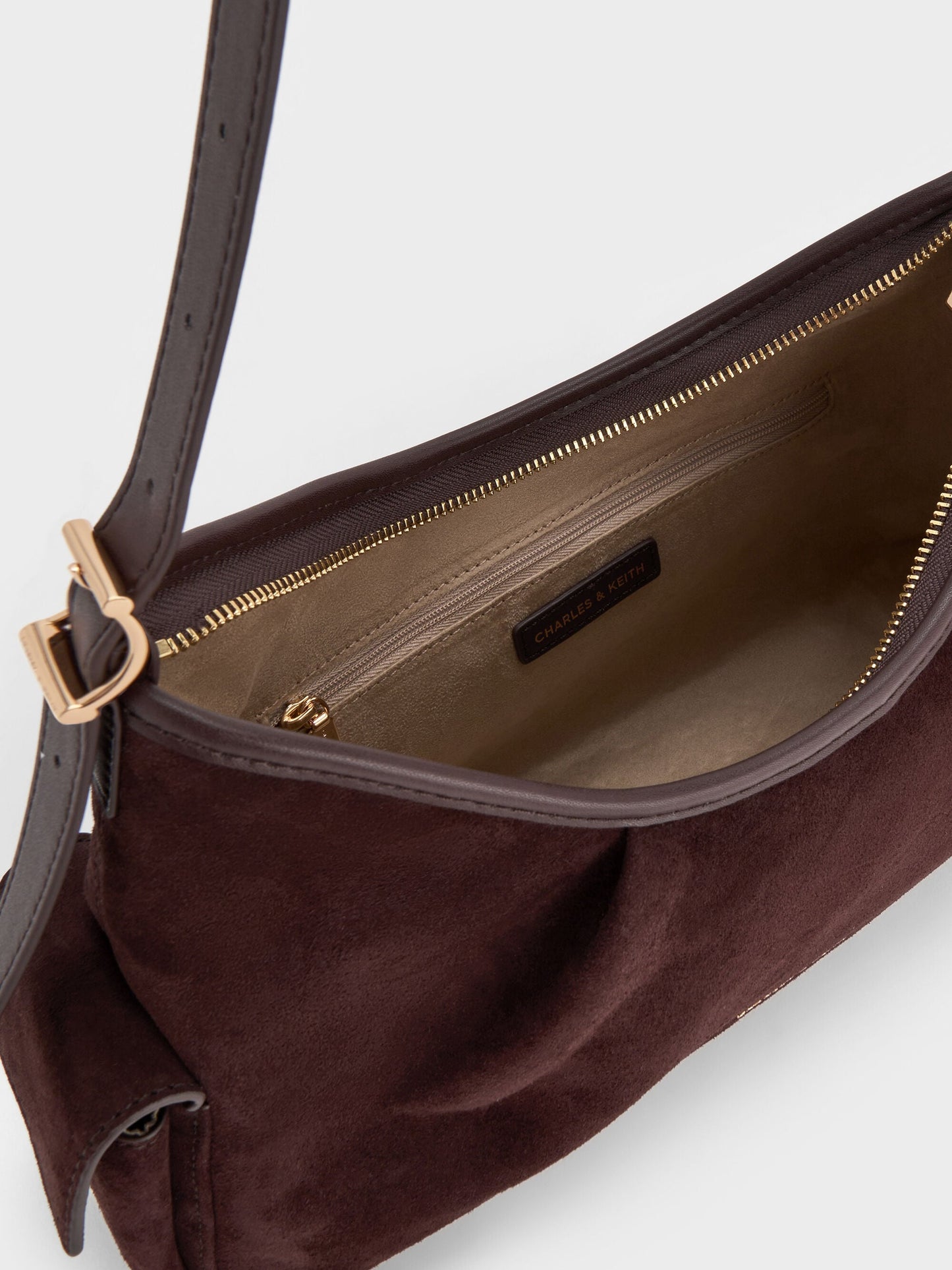 Khai Side-Pocket Shoulder Bag - Espresso Brown | CHARLES & KEITH