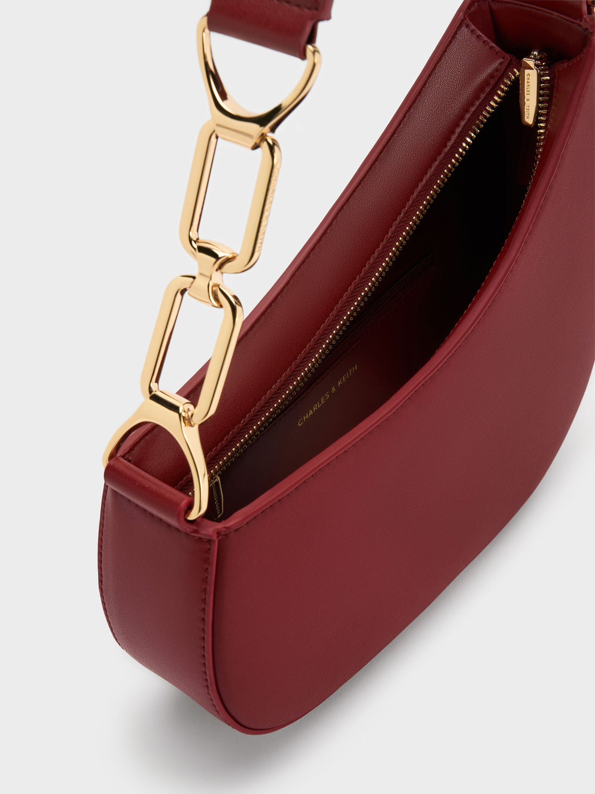 Agatha Chain-Strap Shoulder Bag - Burgundy | CHARLES & KEITH