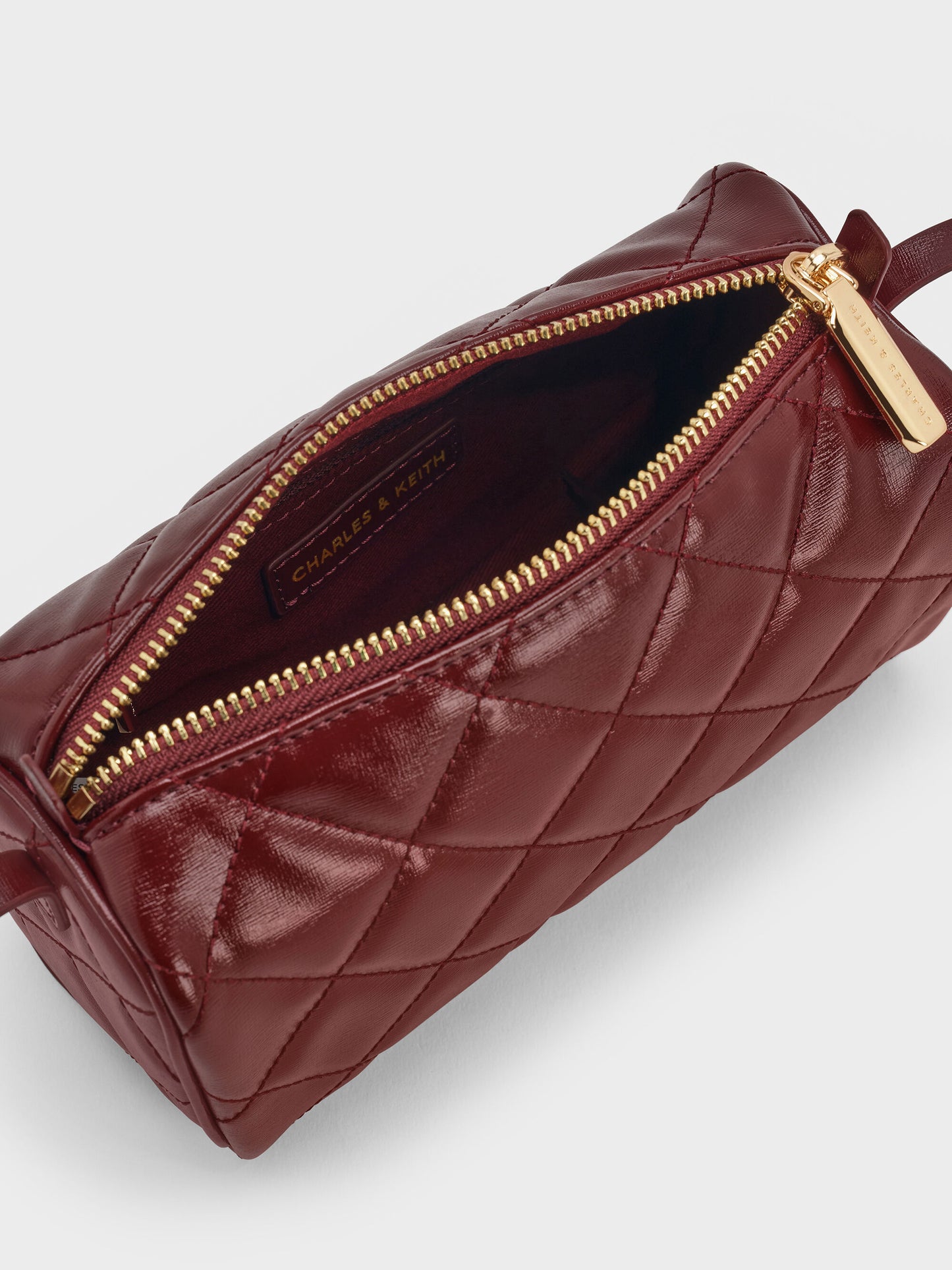 Janie Quilted Shoulder Bag - Burgundy | CHARLES & KEITH