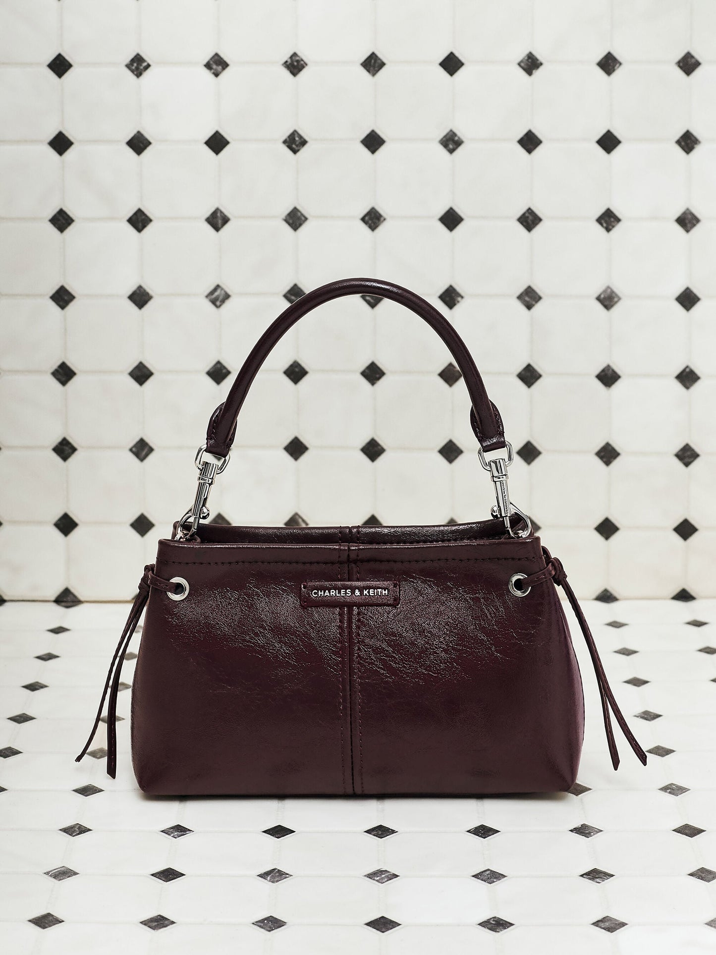 Noane Top Handle Bag - Wineberry Red | CHARLES & KEITH
