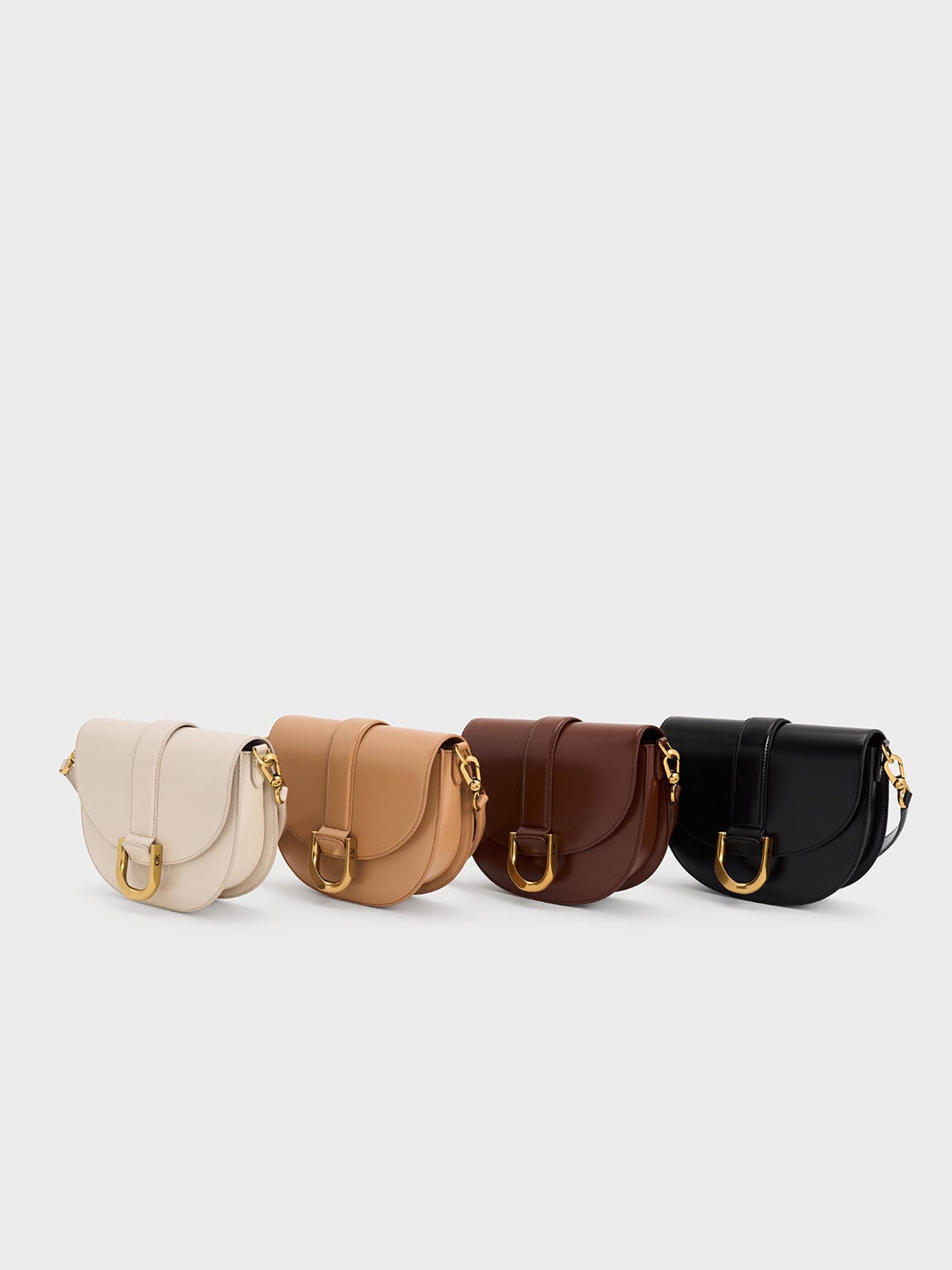 Gabine Leather Saddle Bag - Oat | CHARLES & KEITH
