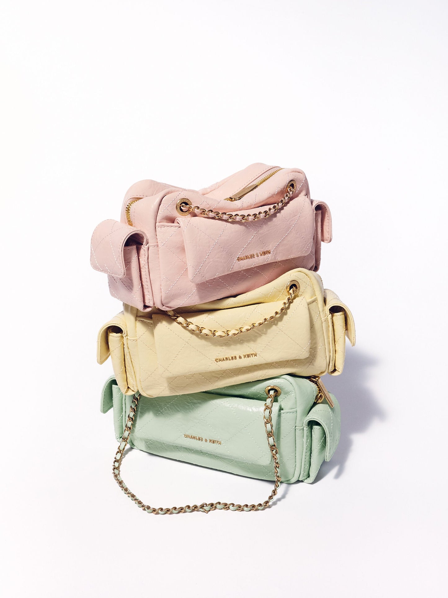 Duo Quilted Crossbody Bag - Soft Pink | CHARLES & KEITH