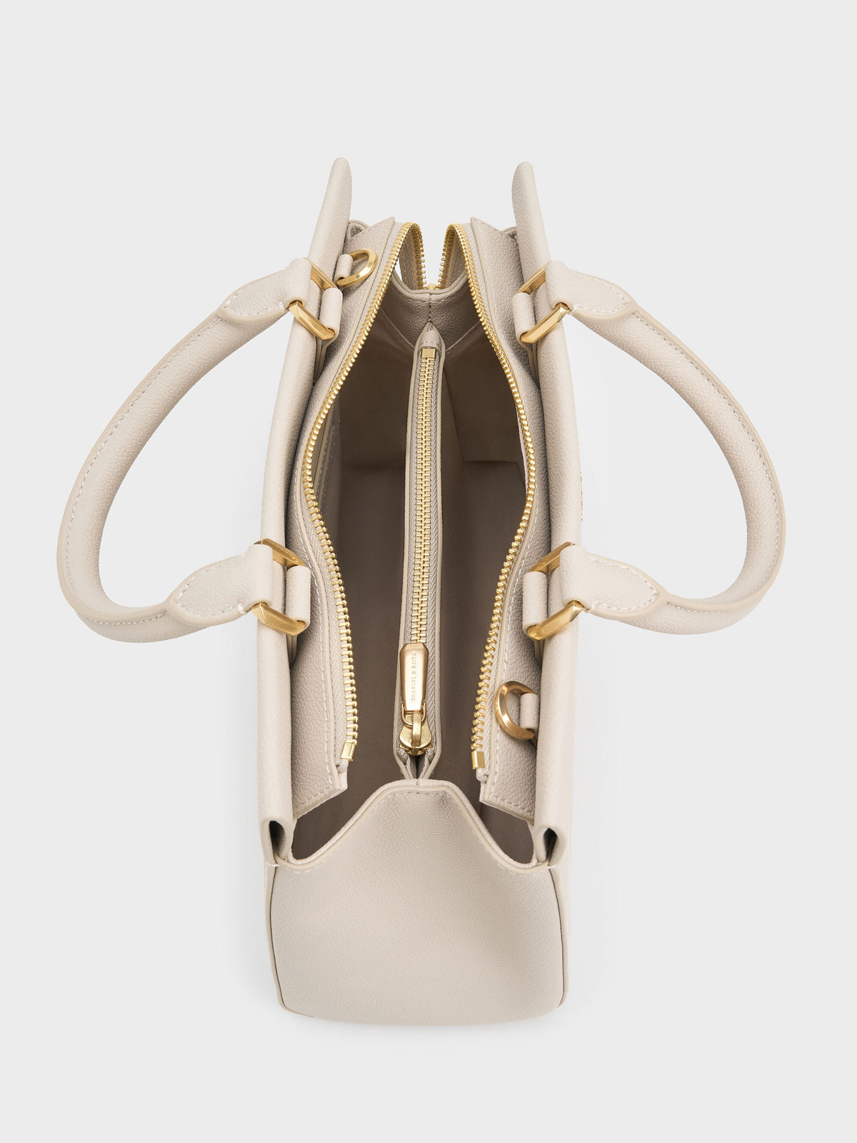 Mirabelle Structured Top Handle bag - Ivory | CHARLES & KEITH