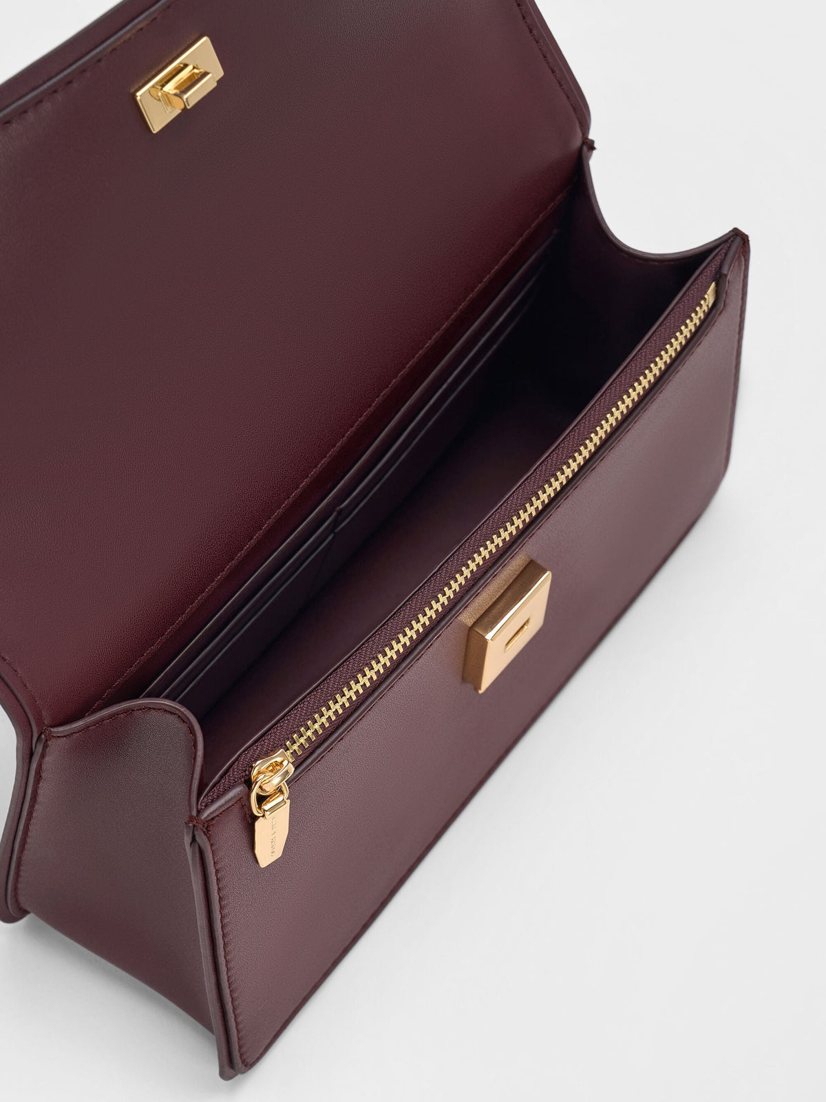 Arlet Belted Top Handle Bag - Wineberry Red | CHARLES & KEITH