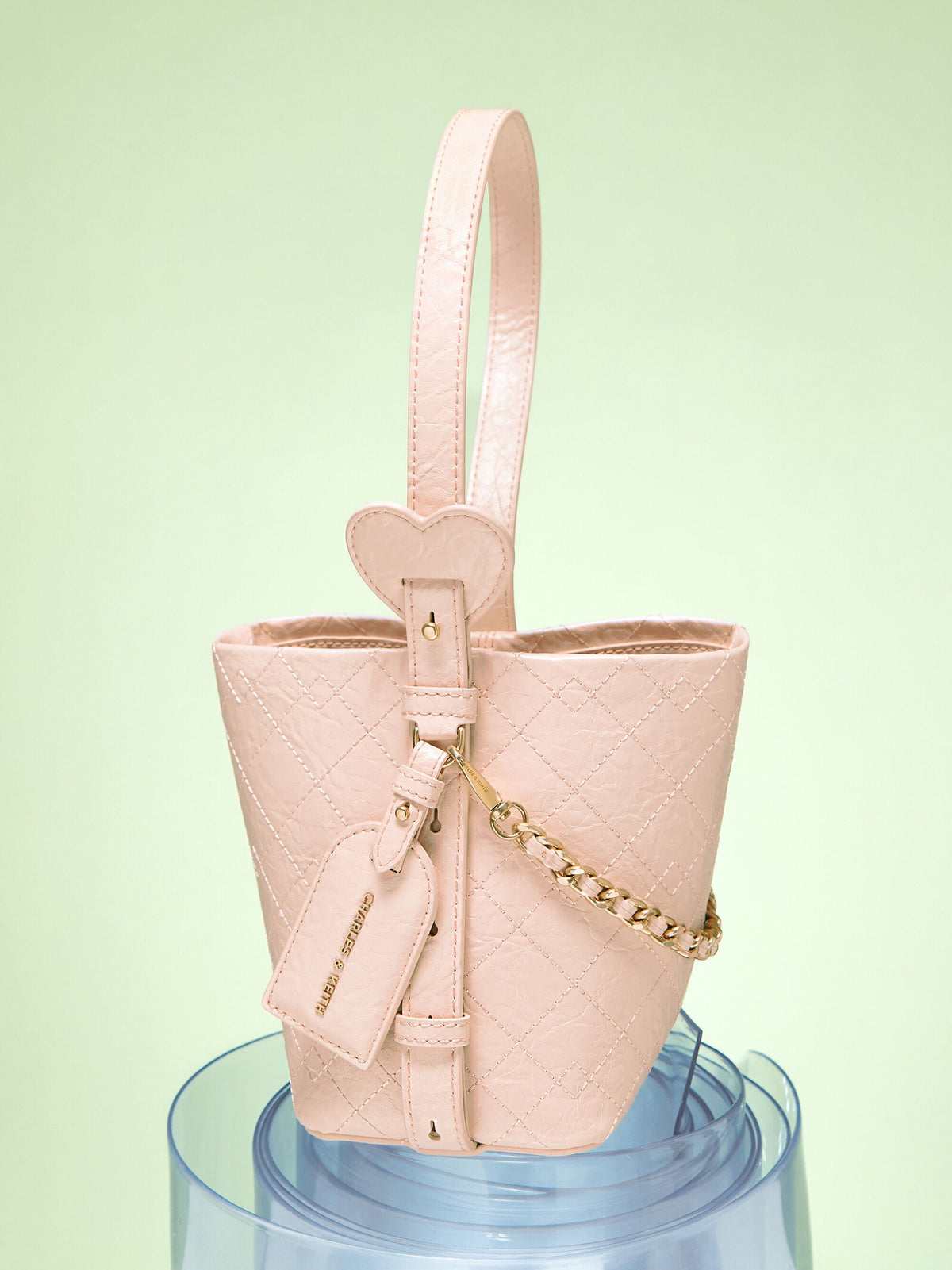 Duo Quilted Chain Bucket Bag - Soft Pink | CHARLES & KEITH