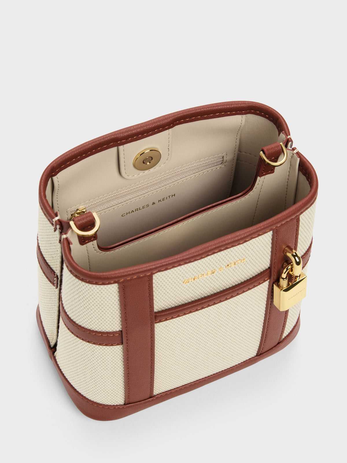 Scottie Canvas Bucket Bag - Brick | CHARLES & KEITH