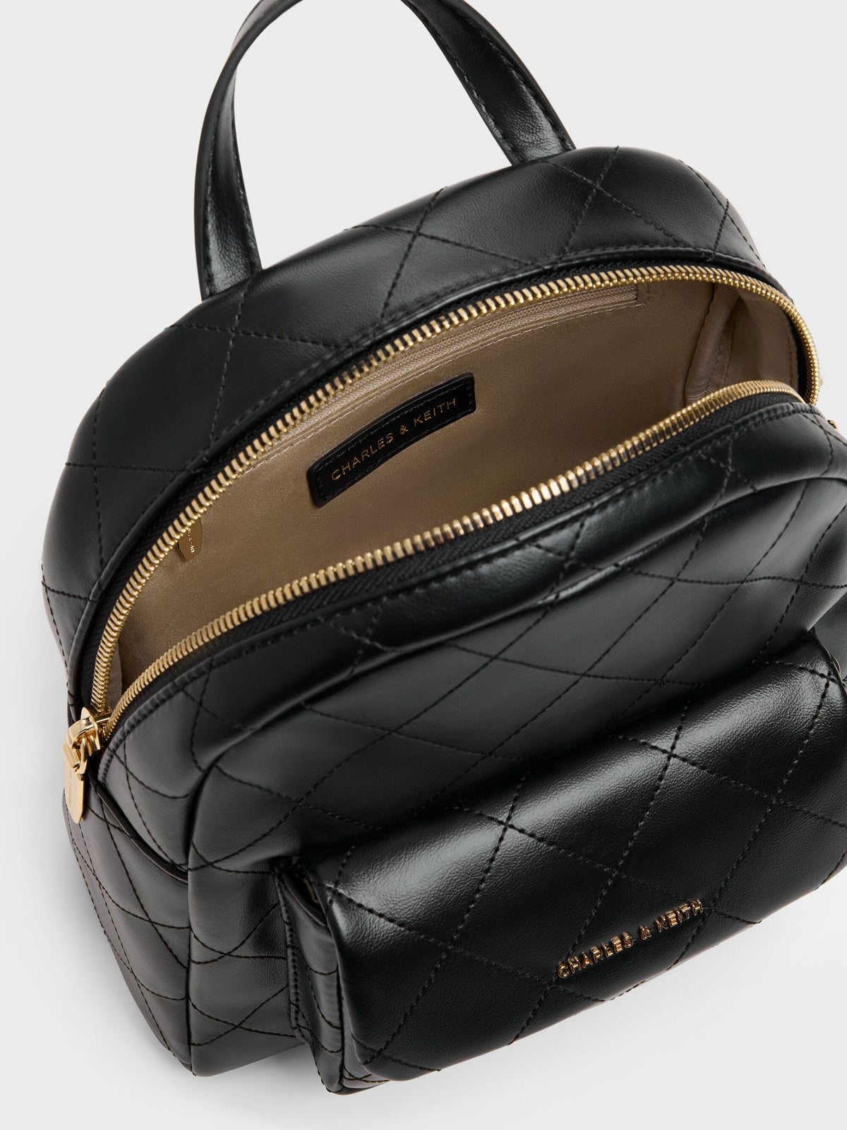 Alva Quilted Front-Pocket Backpack - Black | CHARLES & KEITH