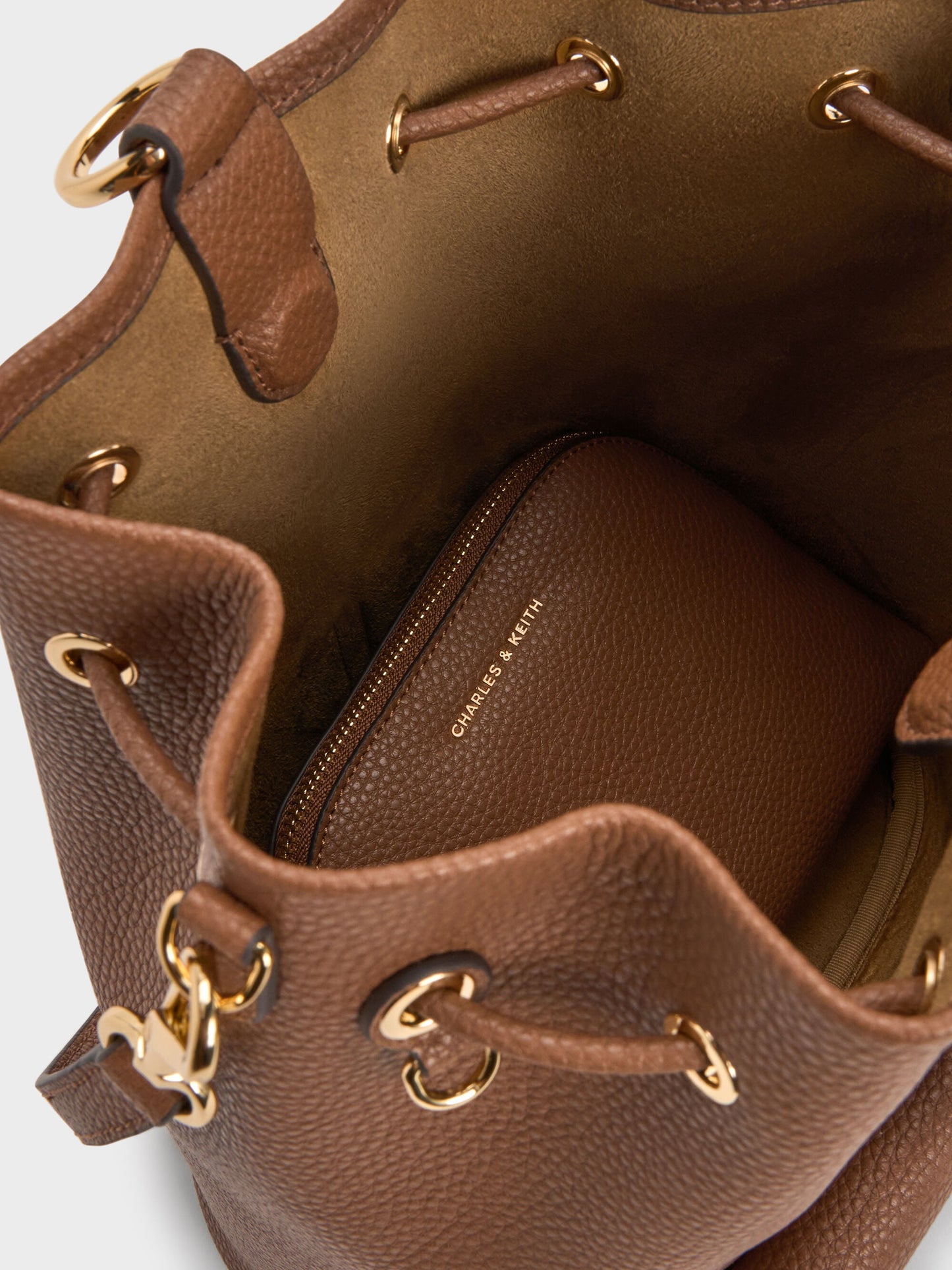 Beryl Drawstring Backpack - Chocolate | CHARLES & KEITH