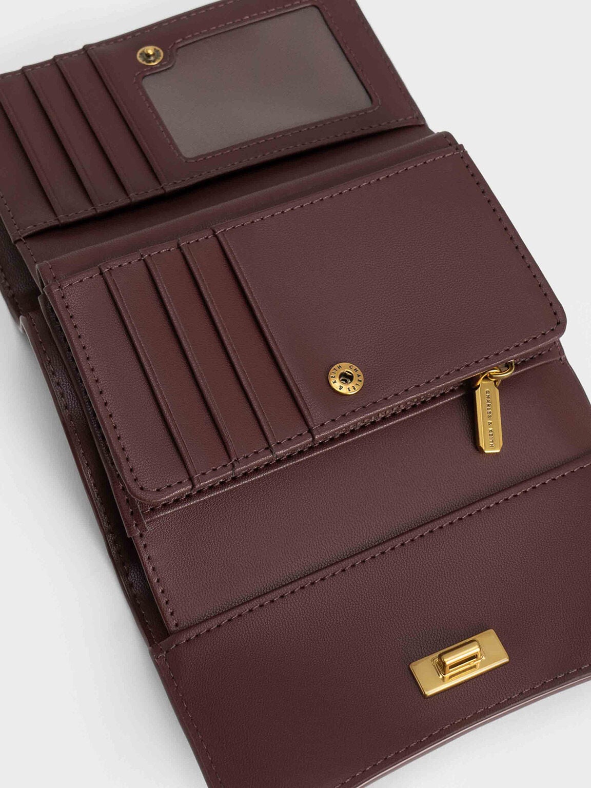 Huxley Metallic-Knot Wallet - Dark Chocolate | CHARLES & KEITH