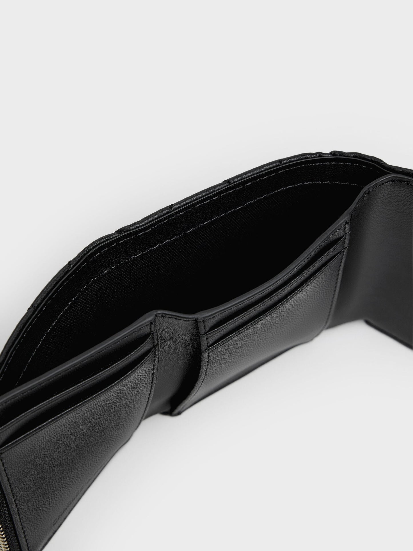 Arrietty Quilted Curved-Flap Wallet - Black | CHARLES & KEITH