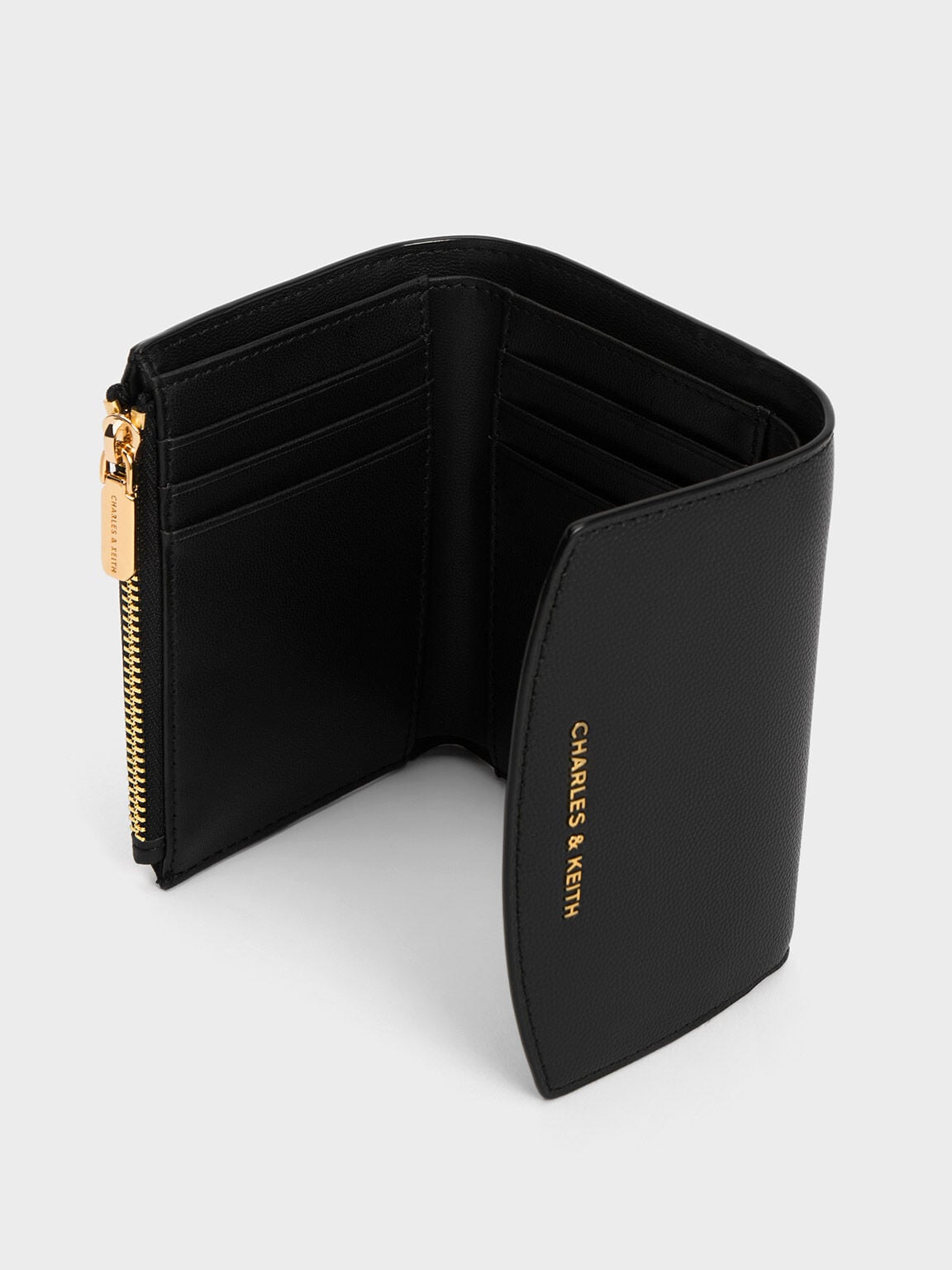 Briony Curved Flap Wallet - Black | CHARLES & KEITH