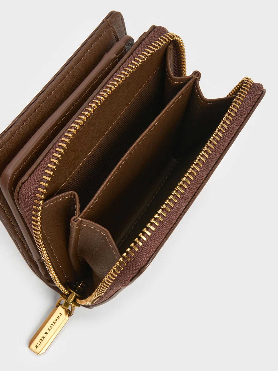 Finley Zip-Around Small Wallet - Dark Brown | CHARLES & KEITH