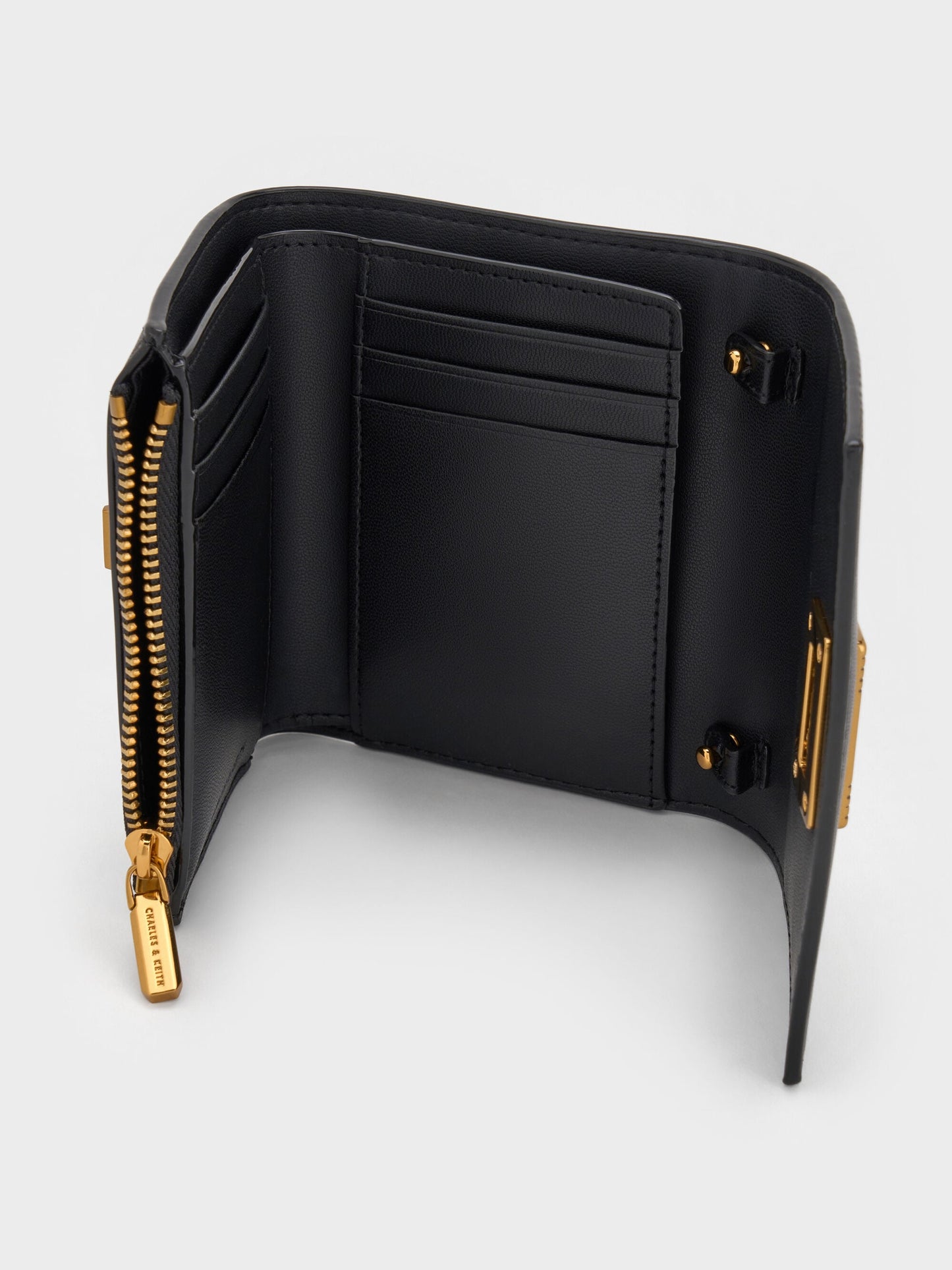 Edna Turn-Lock Knotted-Strap Wallet - Black | CHARLES & KEITH
