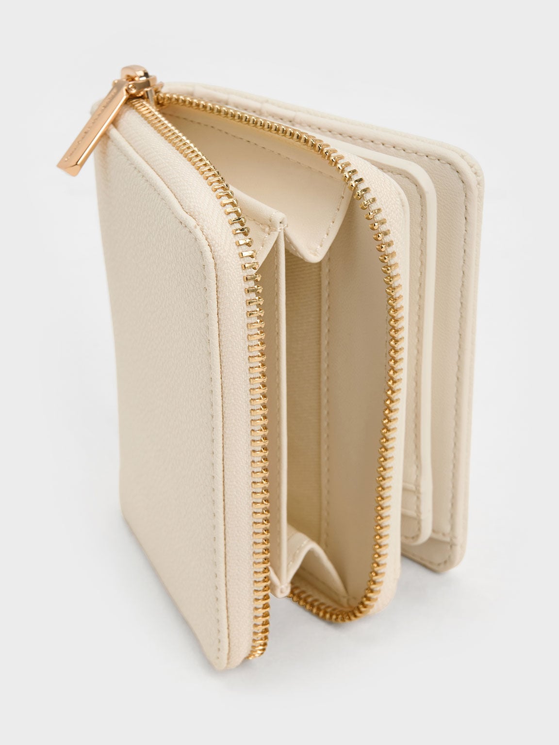 Finley Zip-Around Small Wallet - Cream | CHARLES & KEITH