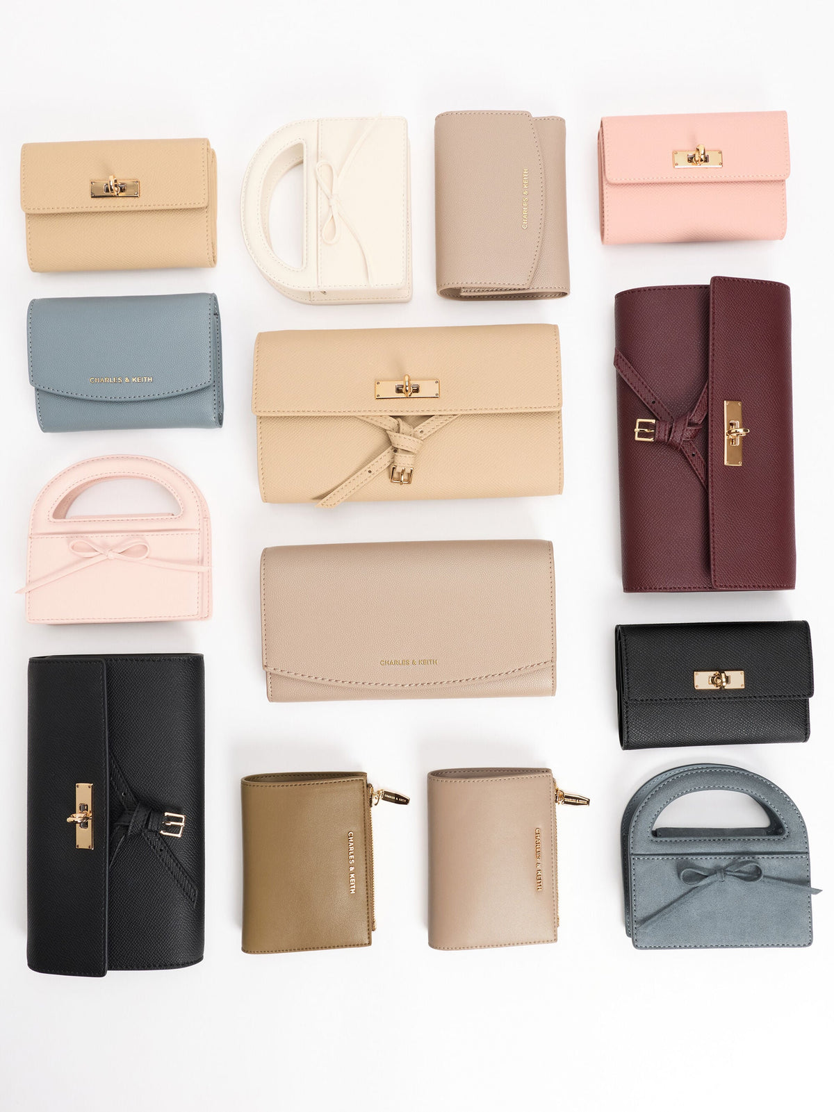 Briony Curved-Flap Long Wallet - Taupe | CHARLES & KEITH