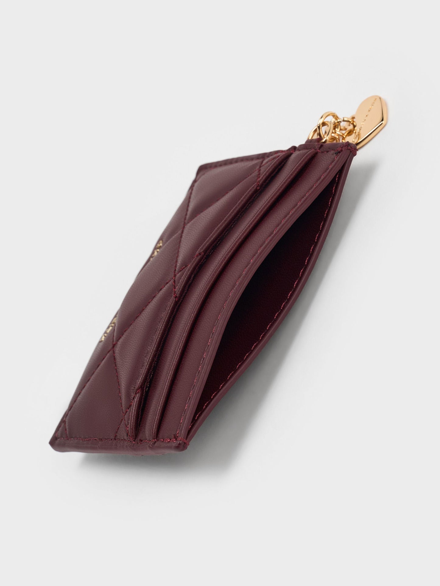 Arrietty Quilted Card Holder - Wineberry Red | CHARLES & KEITH
