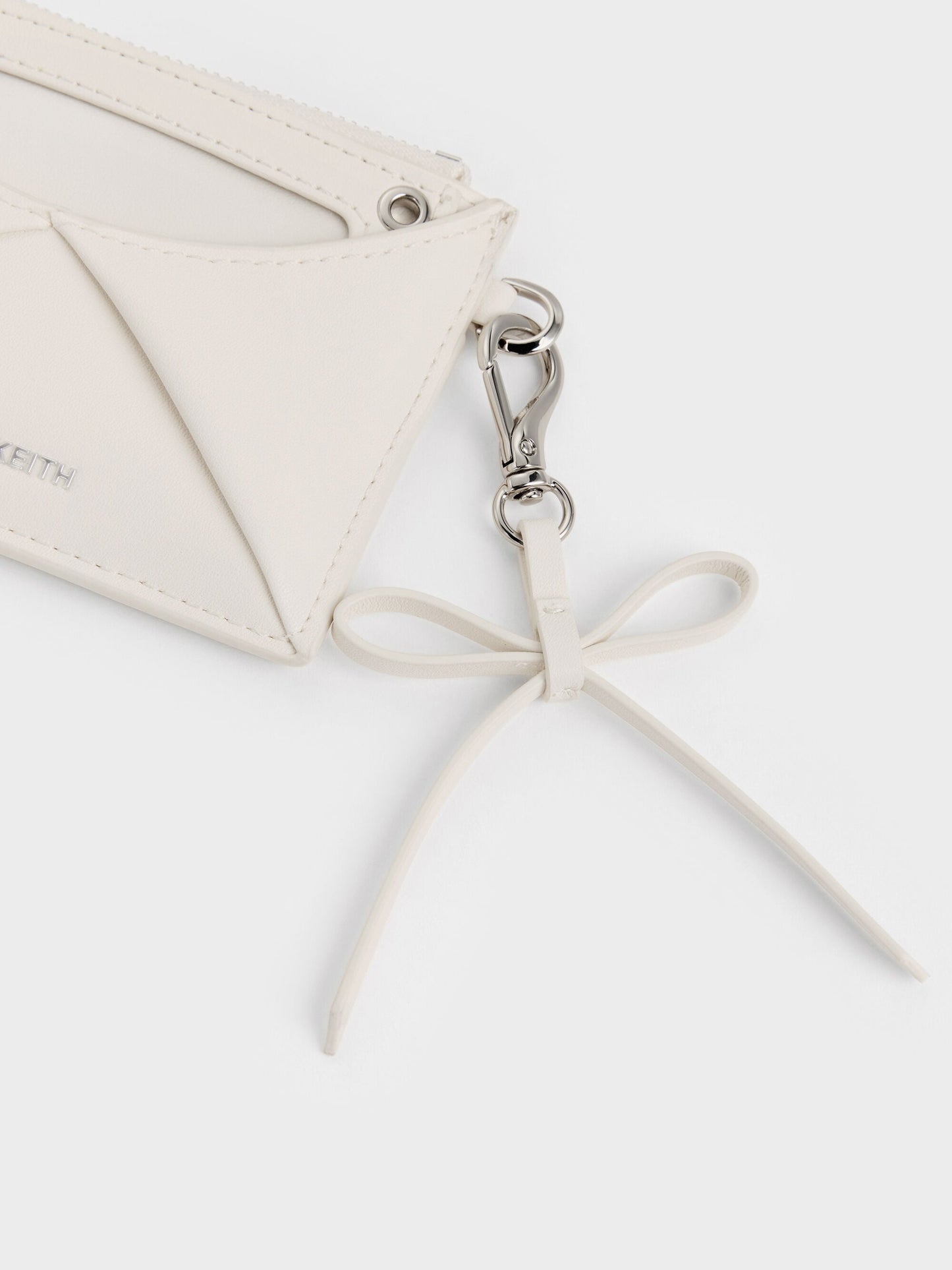 Hazel Bow Panelled Card Holder - Cream | CHARLES & KEITH