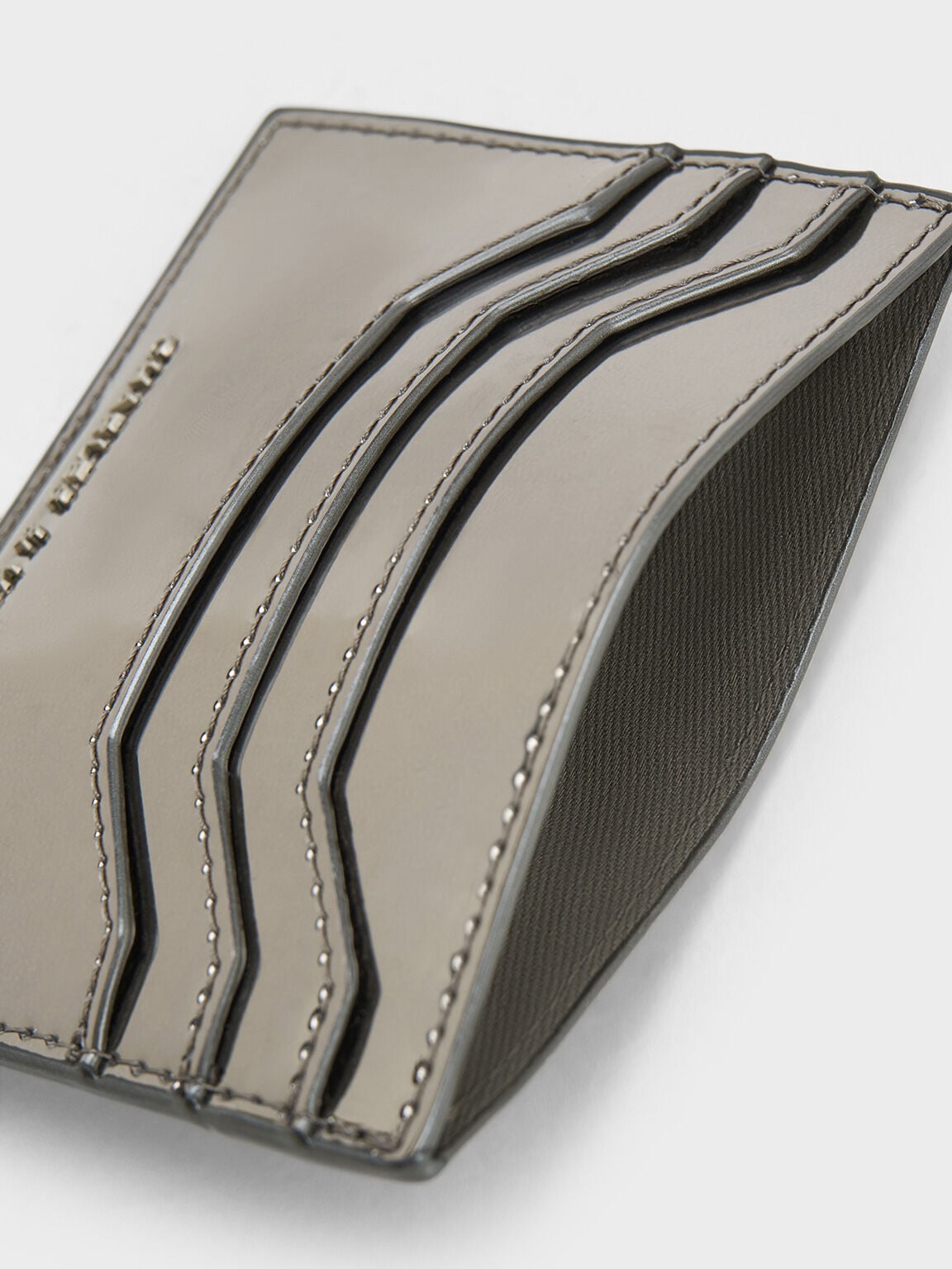 Carli Metallic Multi-Slot Card Holder - Pewter | CHARLES & KEITH