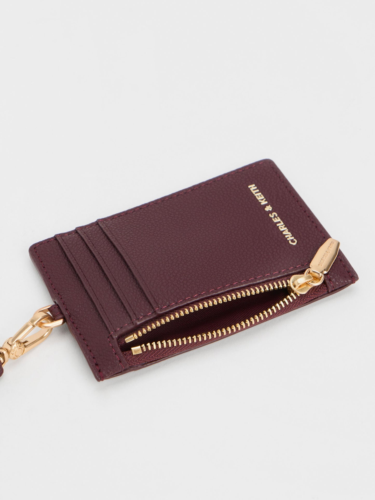 Twilia Card Holder With Lanyard - Wineberry Red | CHARLES & KEITH