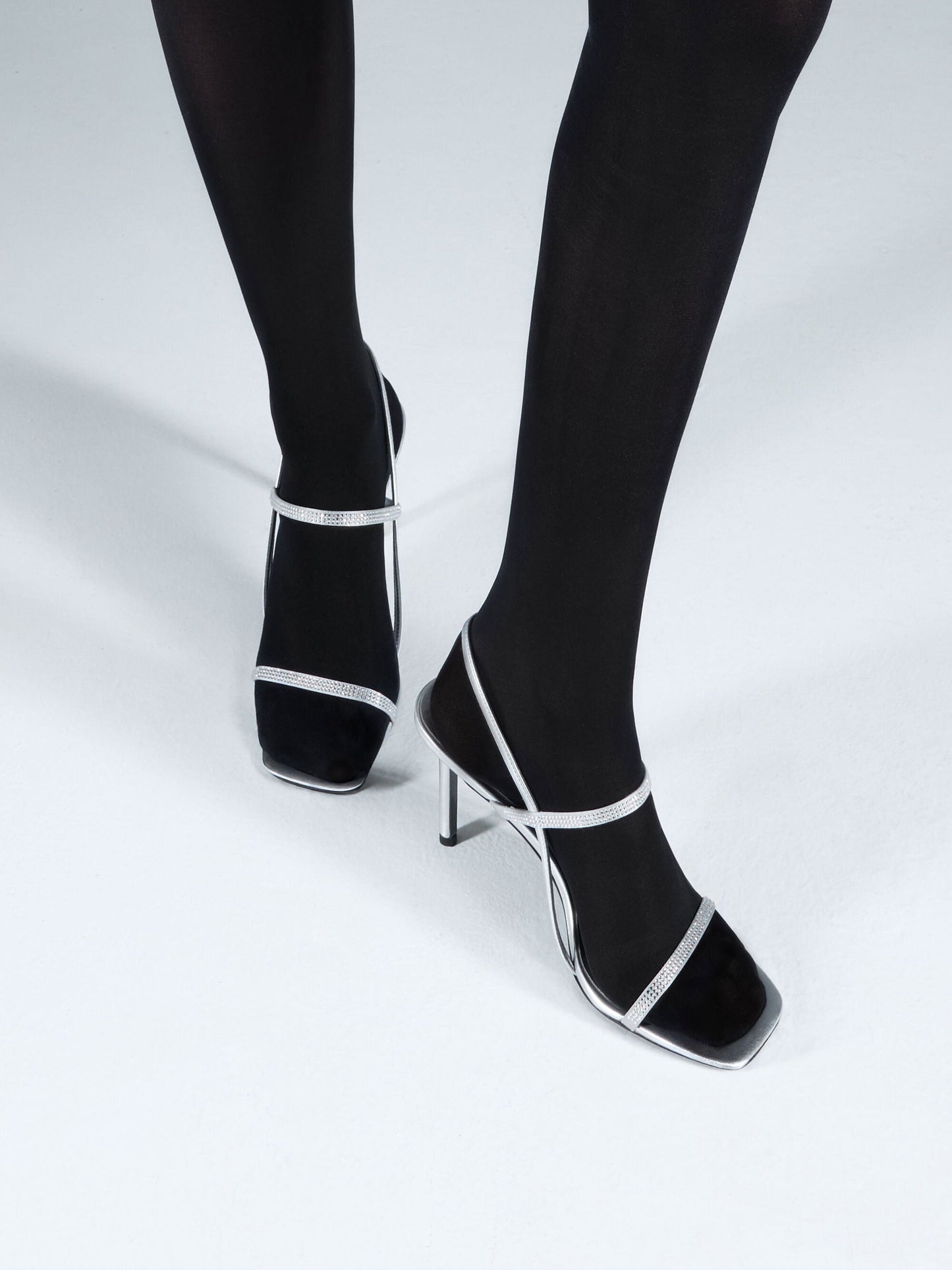 Arona Metallic Crystal Stiletto Sandals - Silver | CHARLES & KEITH