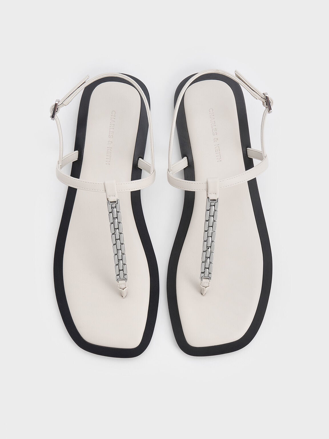 Chain-Link Thong Sandals - Chalk | CHARLES & KEITH