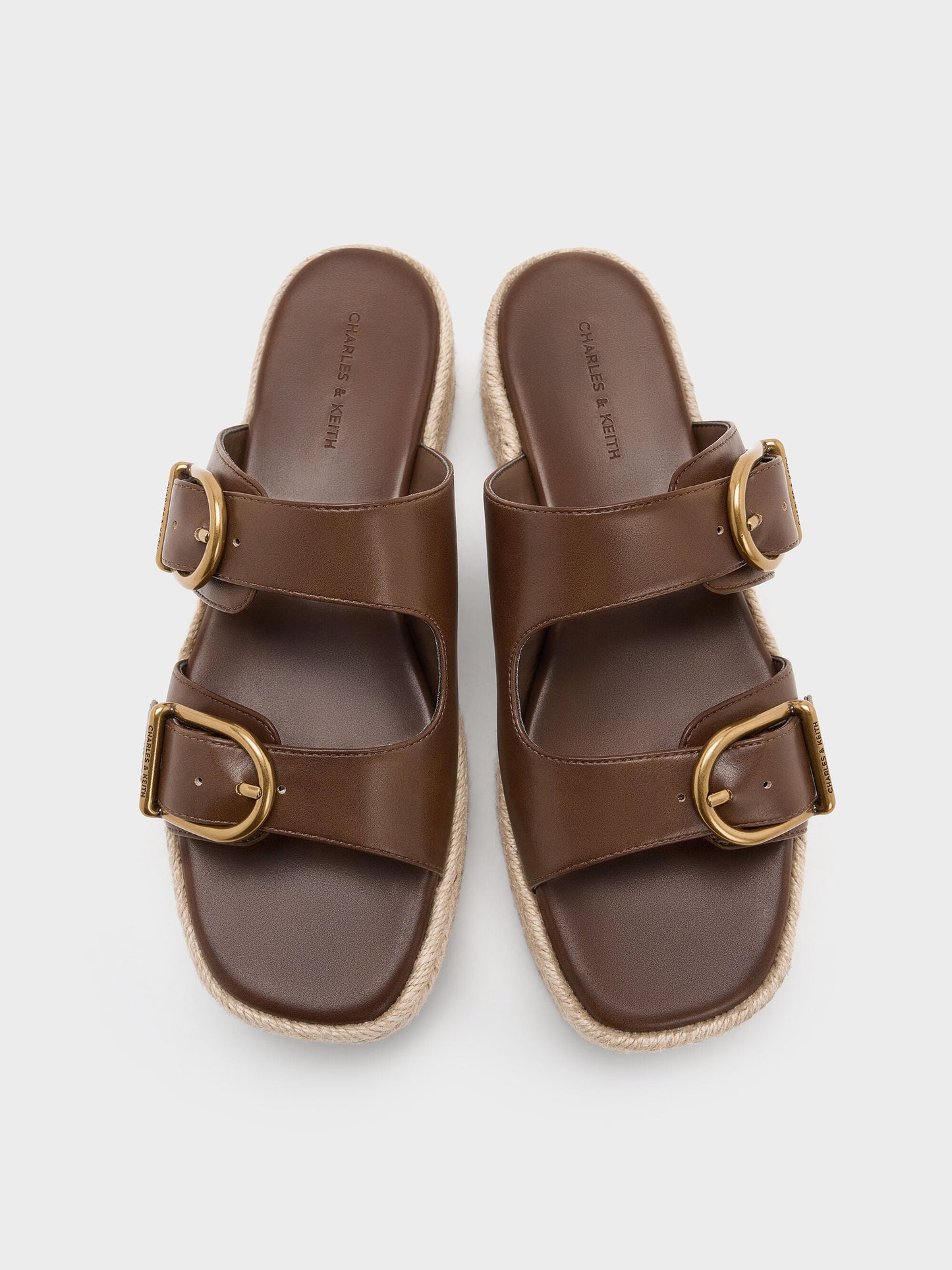 Double-Strap Espadrille Sandals - Brown | CHARLES & KEITH
