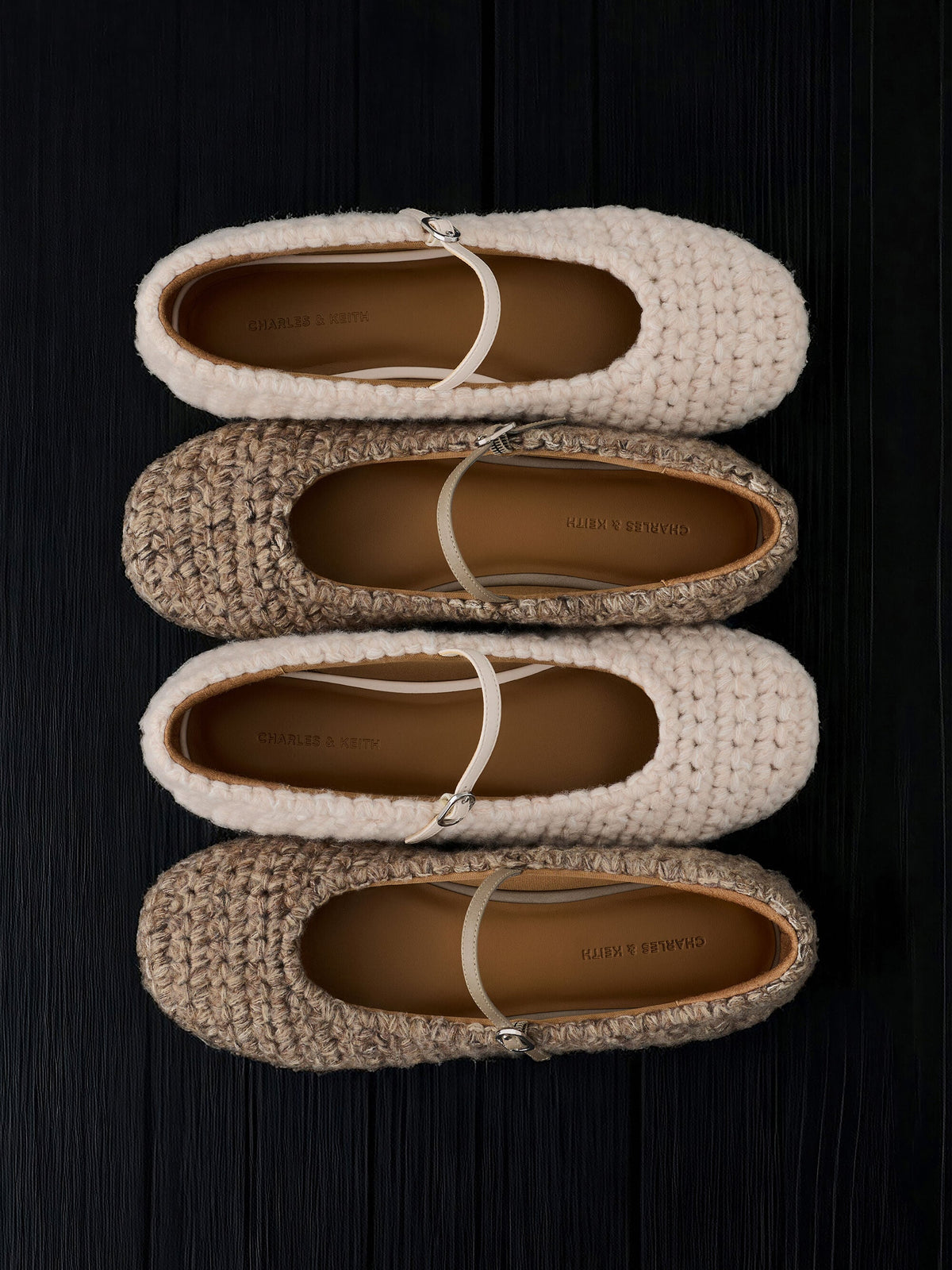 Crochet Mary Jane Flats - Chalk | CHARLES & KEITH