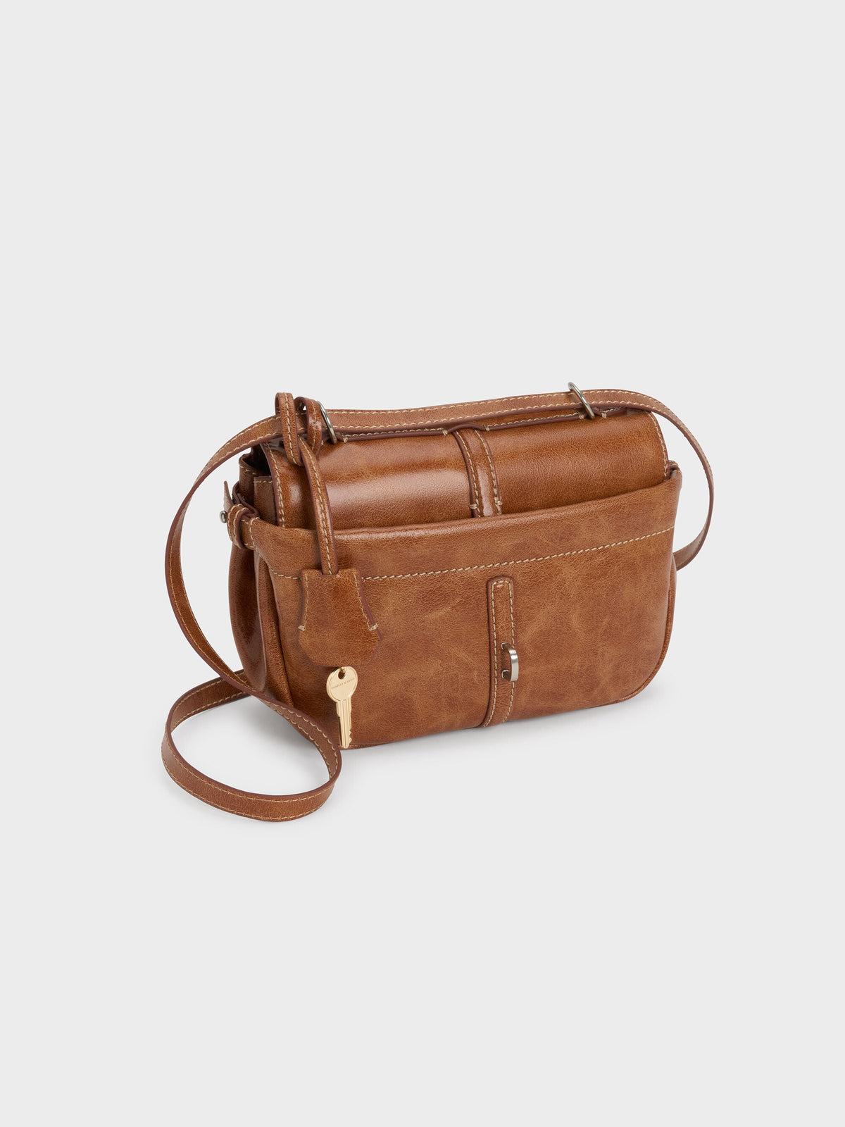 Delfina Chain Crossbody Bag - Distressed Tan | CHARLES & KEITH