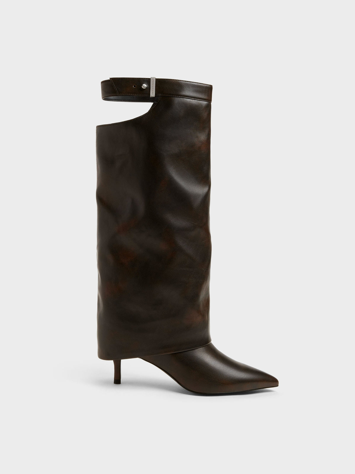 Cut-Out Stiletto Knee-High Boots - Brown | CHARLES & KEITH