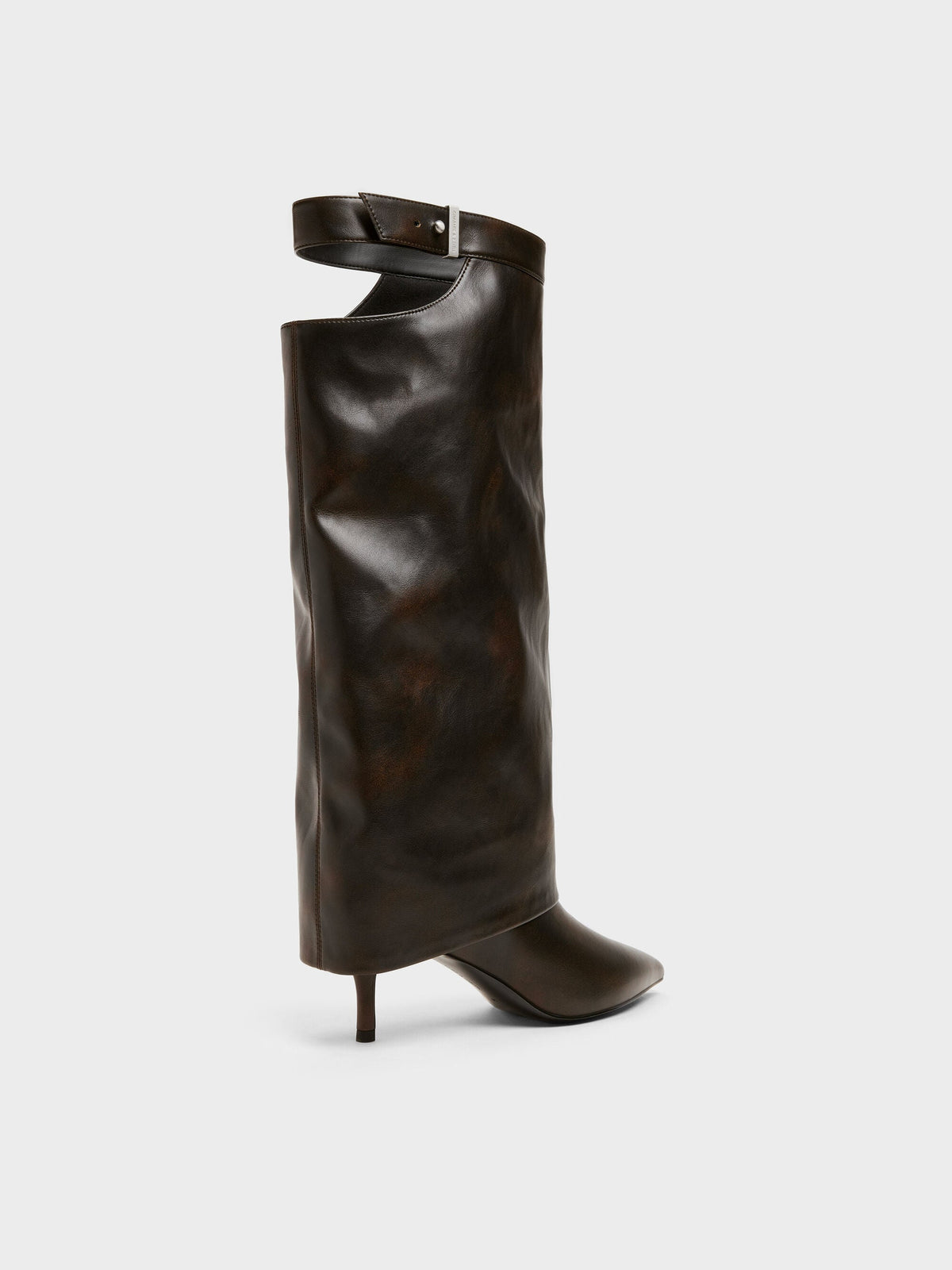 Cut-Out Stiletto Knee-High Boots - Brown | CHARLES & KEITH