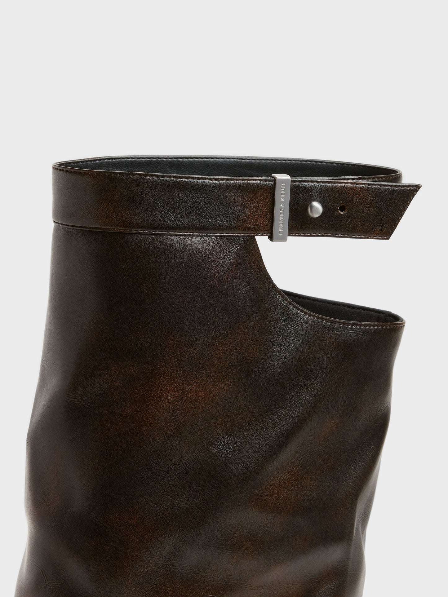 Cut-Out Stiletto Knee-High Boots - Brown | CHARLES & KEITH
