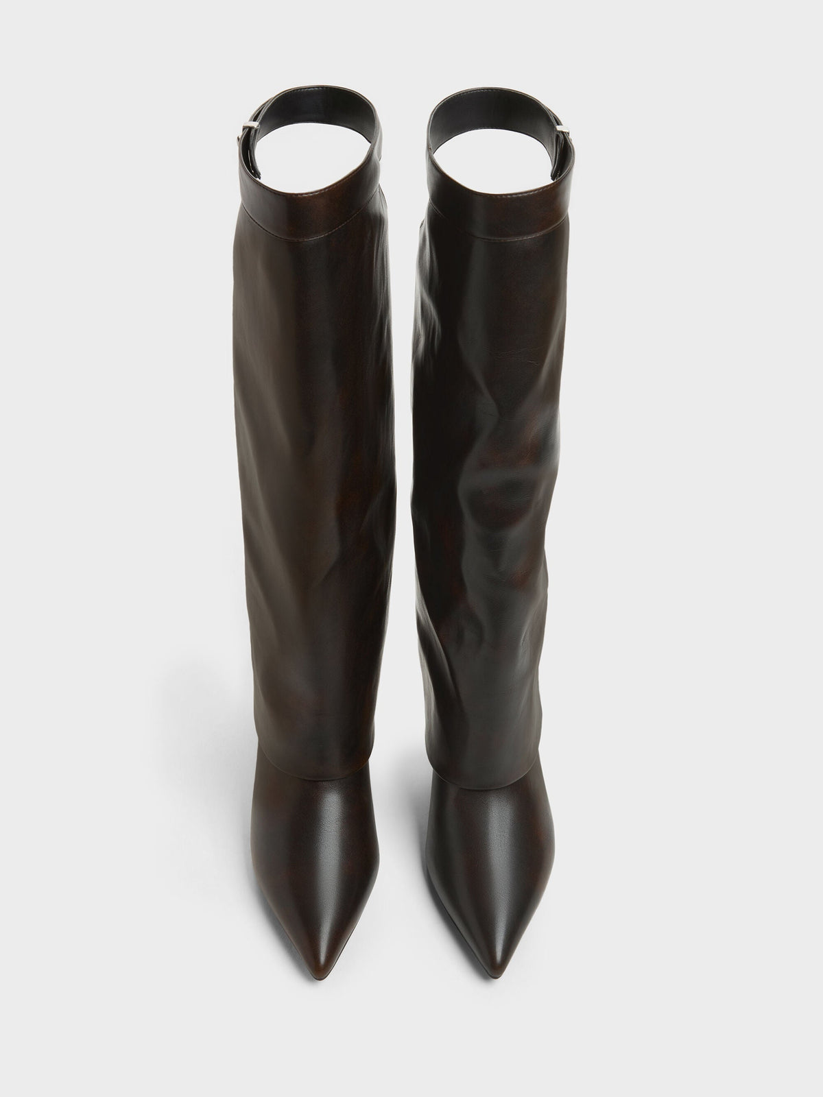 Cut-Out Stiletto Knee-High Boots - Brown | CHARLES & KEITH