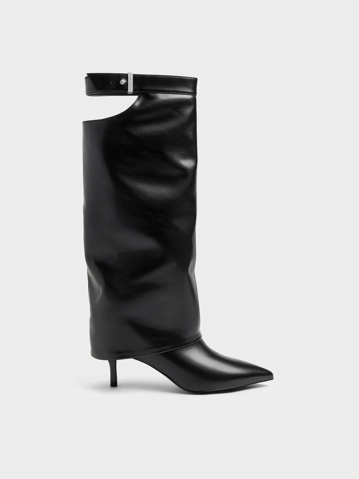 Cut-Out Stiletto Knee-High Boots - Black | CHARLES & KEITH