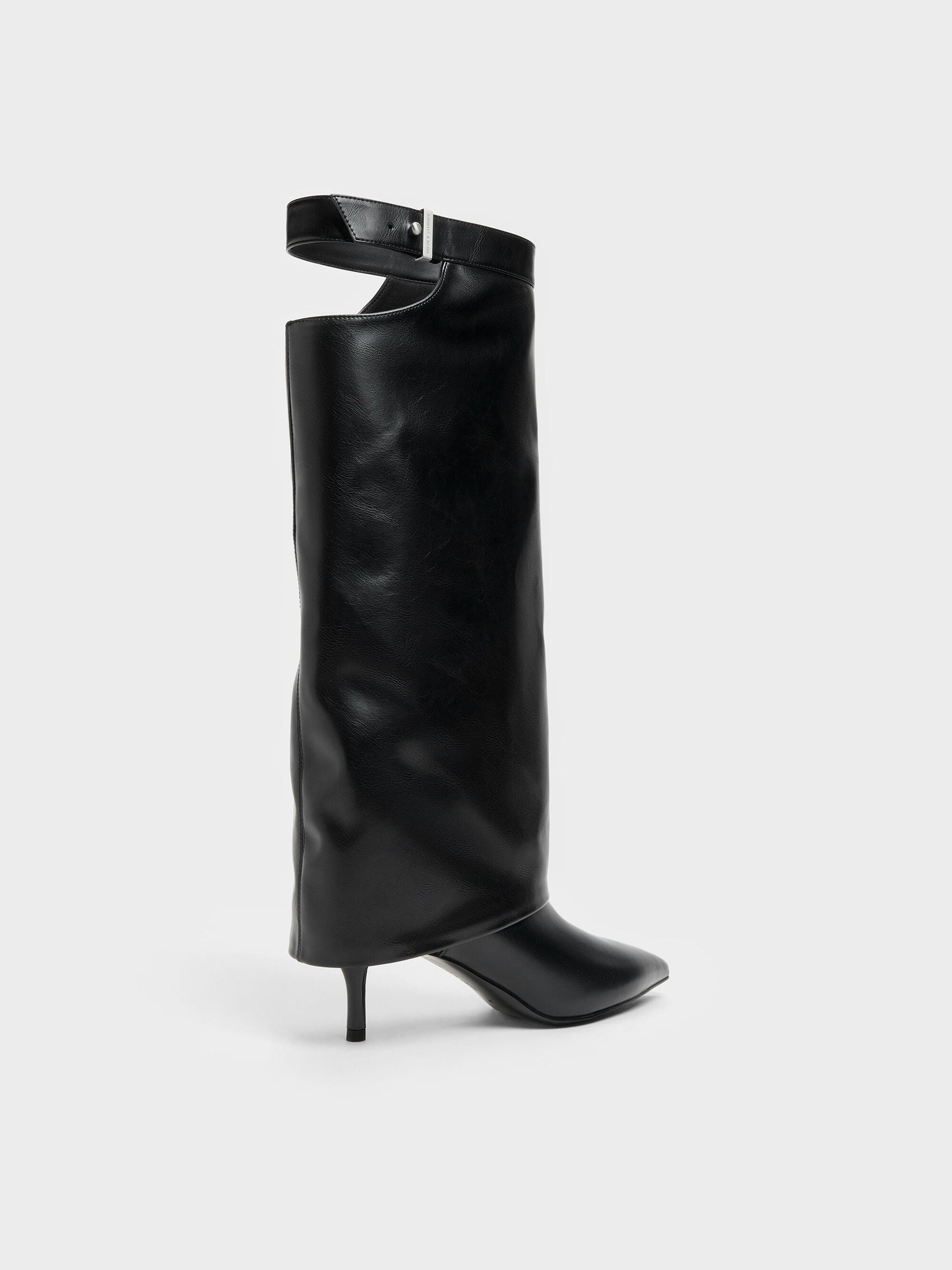 Cut-Out Stiletto Knee-High Boots - Black | CHARLES & KEITH