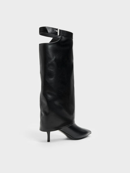 Cut-Out Stiletto Knee-High Boots - Black | CHARLES & KEITH