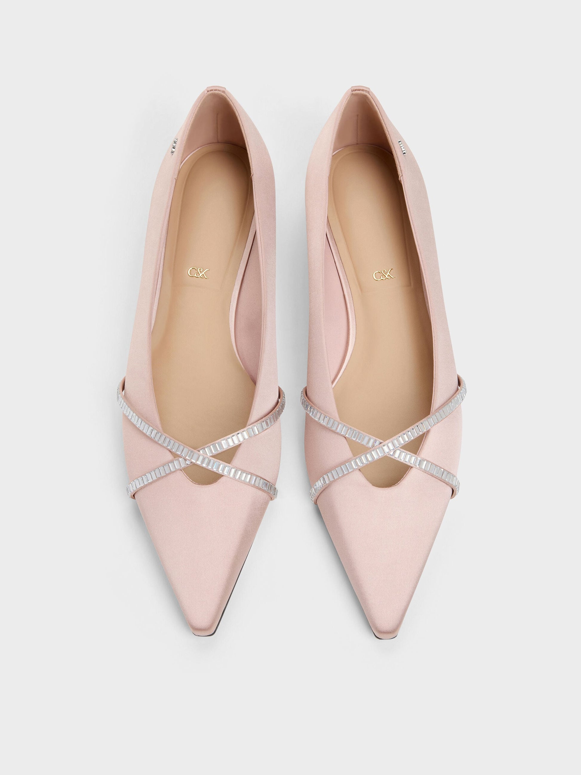 Gem Crossover Ballet Flats - Pink | CHARLES & KEITH