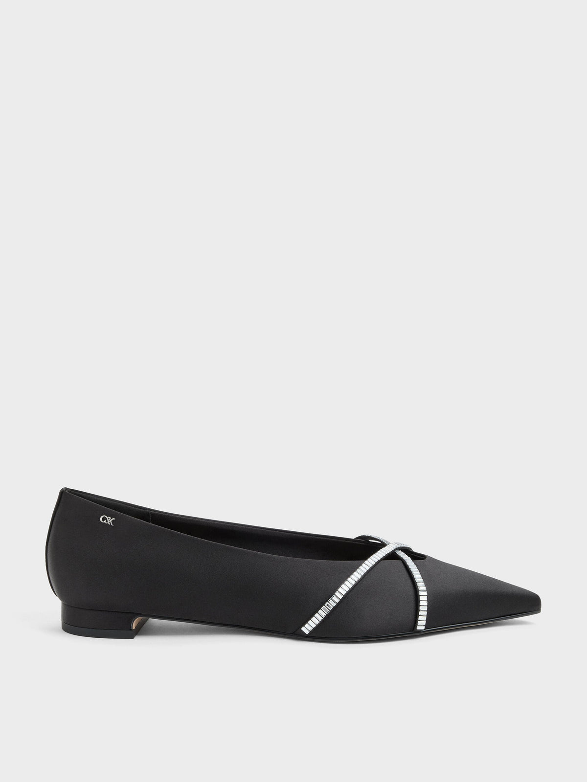 Gem Crossover Ballet Flats - Black Textured | CHARLES & KEITH