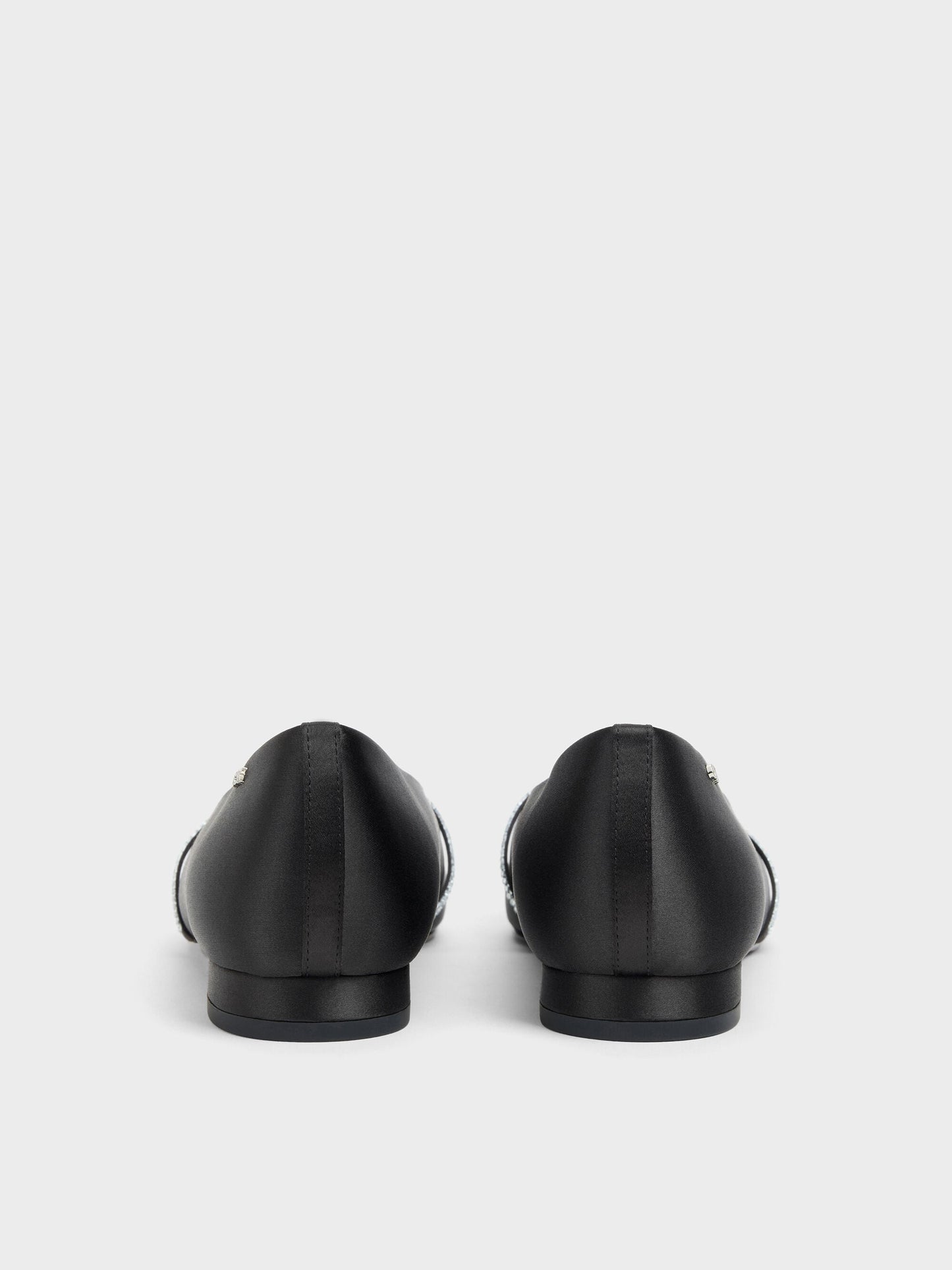 Gem Crossover Ballet Flats - Black Textured | CHARLES & KEITH