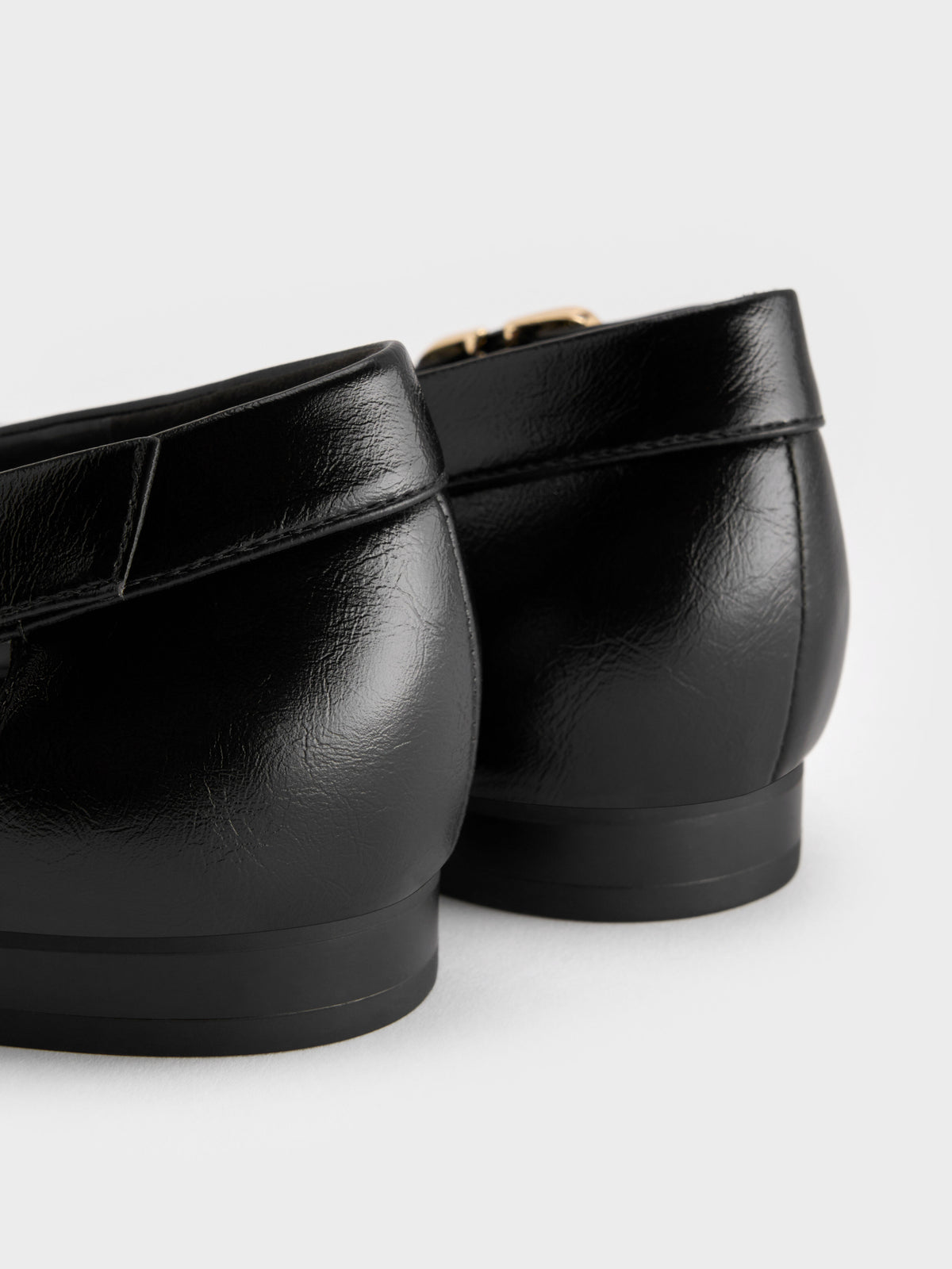 Buckled Cut-Out Ballet Flats - Black | CHARLES & KEITH
