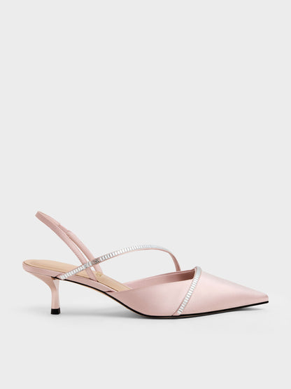 Gem Slingback Kitten Heels - Pink | CHARLES & KEITH
