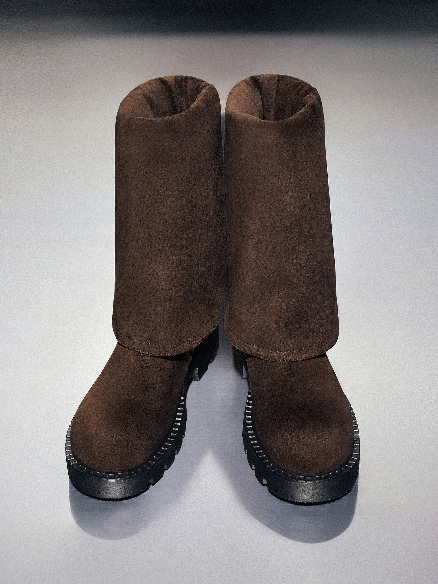 Camilla Faux Suede Thigh-High Boots - Dark Brown Textured | CHARLES & KEITH