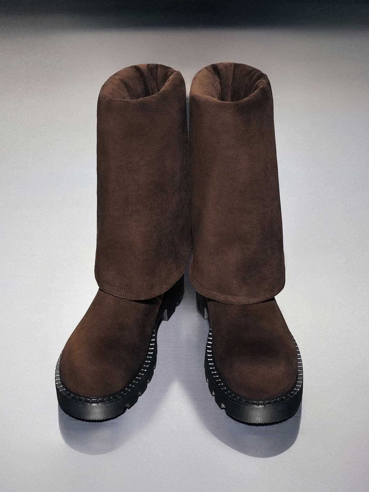 Camilla Faux Suede Thigh-High Boots - Dark Brown Textured | CHARLES & KEITH