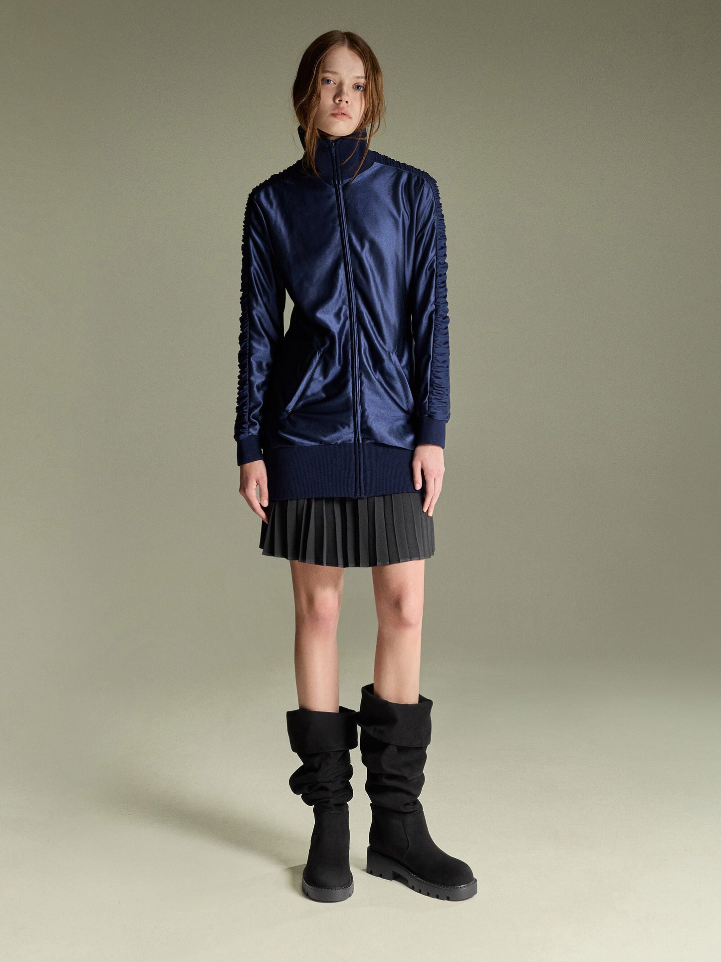 Camilla Faux Suede Thigh-High Boots - Black Textured | CHARLES & KEITH