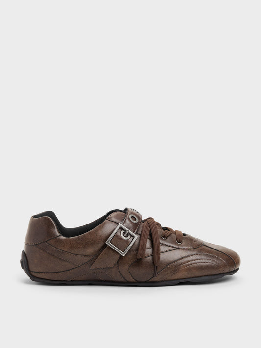 Jollie Grommet Mary Jane Sneakers - Dark Brown | CHARLES & KEITH