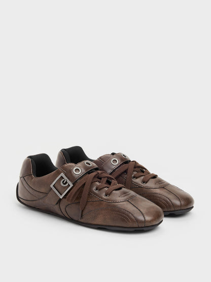 Jollie Grommet Mary Jane Sneakers - Dark Brown | CHARLES & KEITH